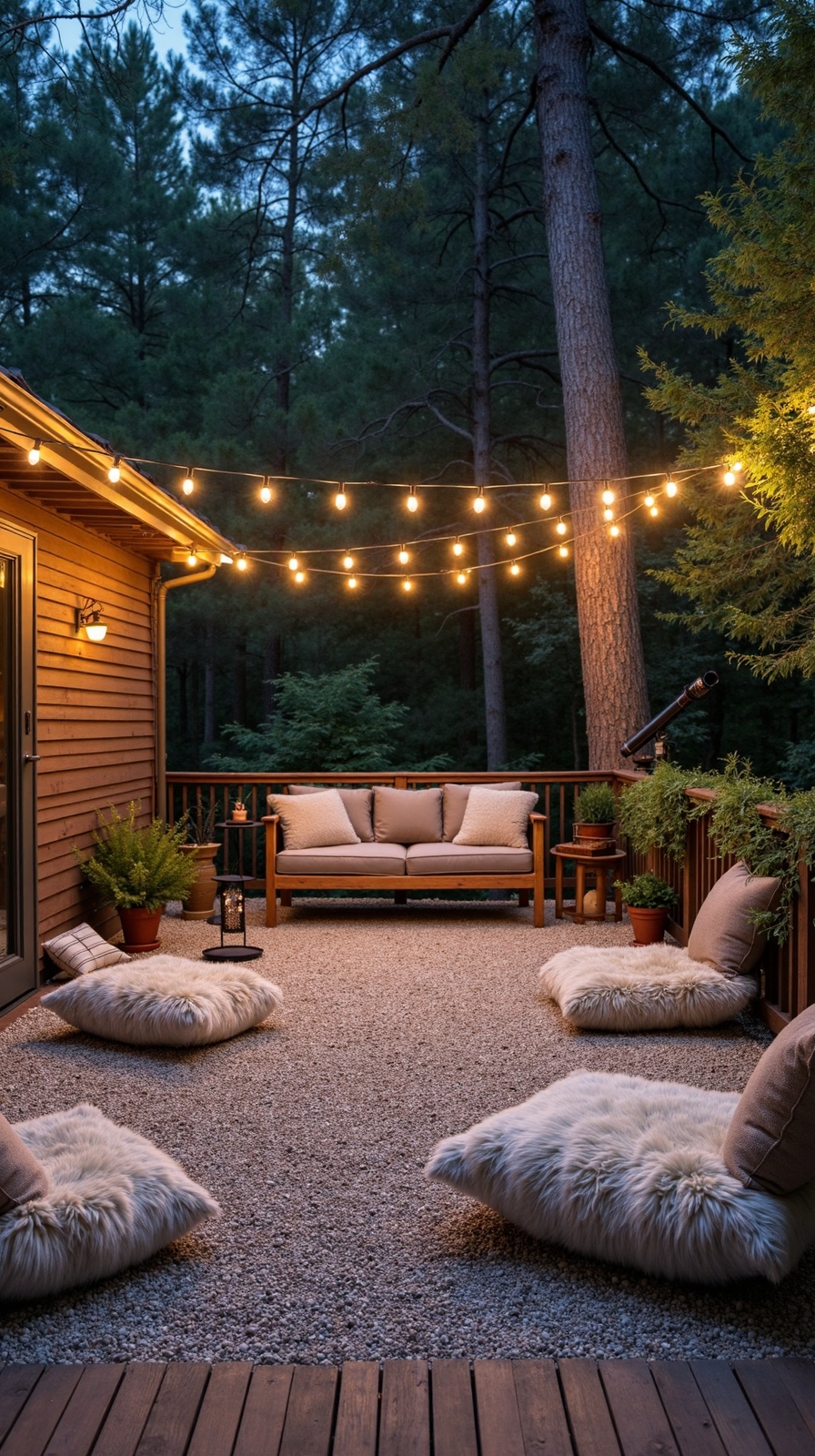 cozy stargazing retreat with floor cushions