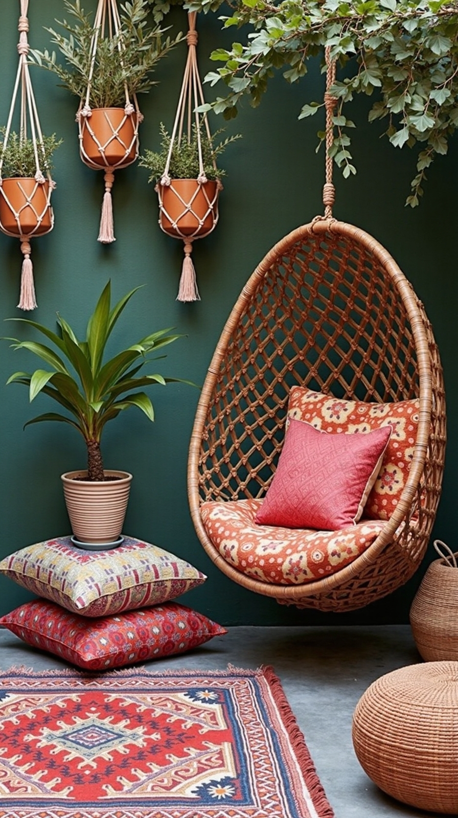 cozy suspended sanctuaries complement bohemian retreat