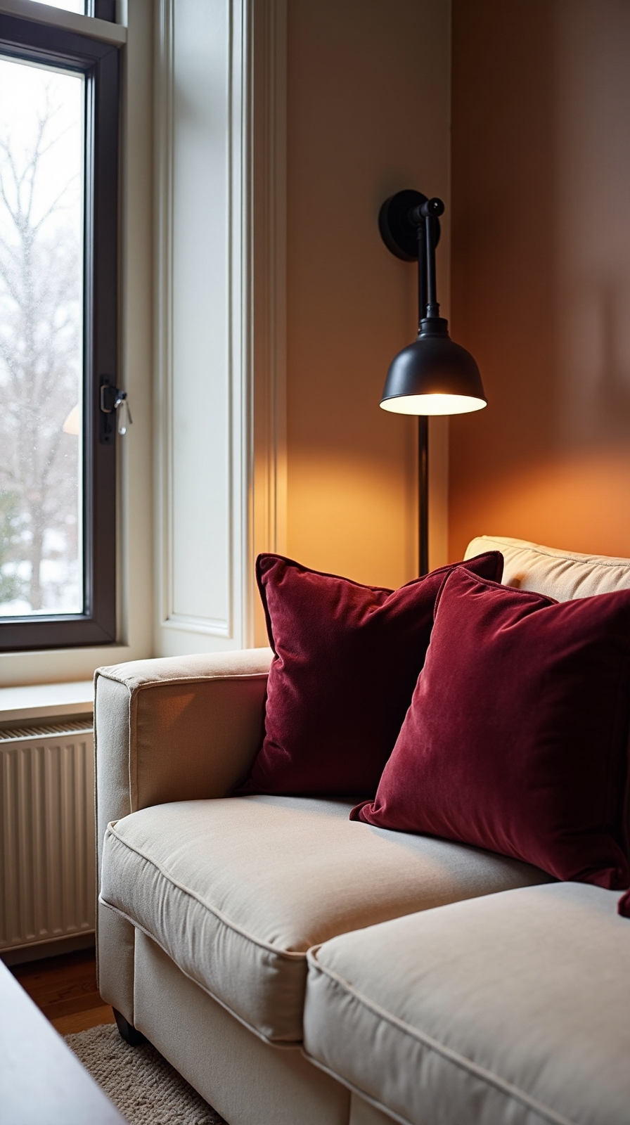 cozy versatile layered warm toned pillows