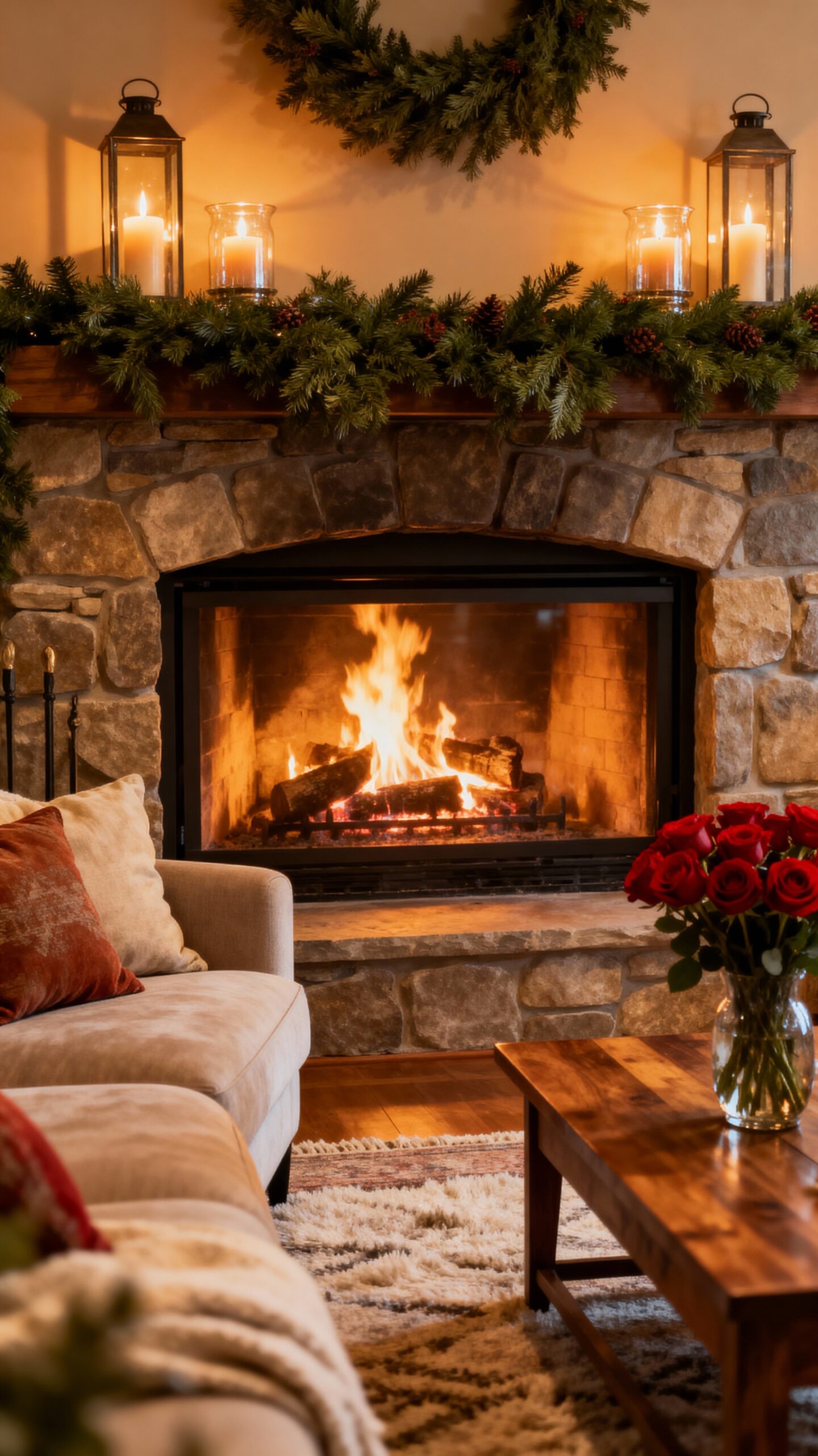cozy warm inviting fireplace decor