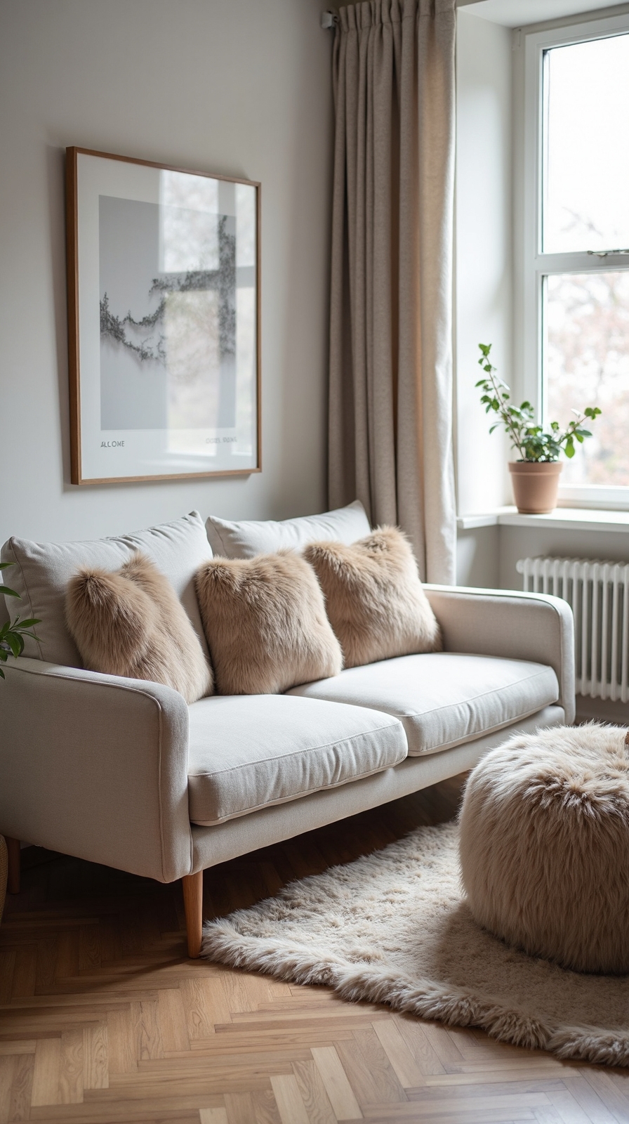 cozy winter accents with faux fur