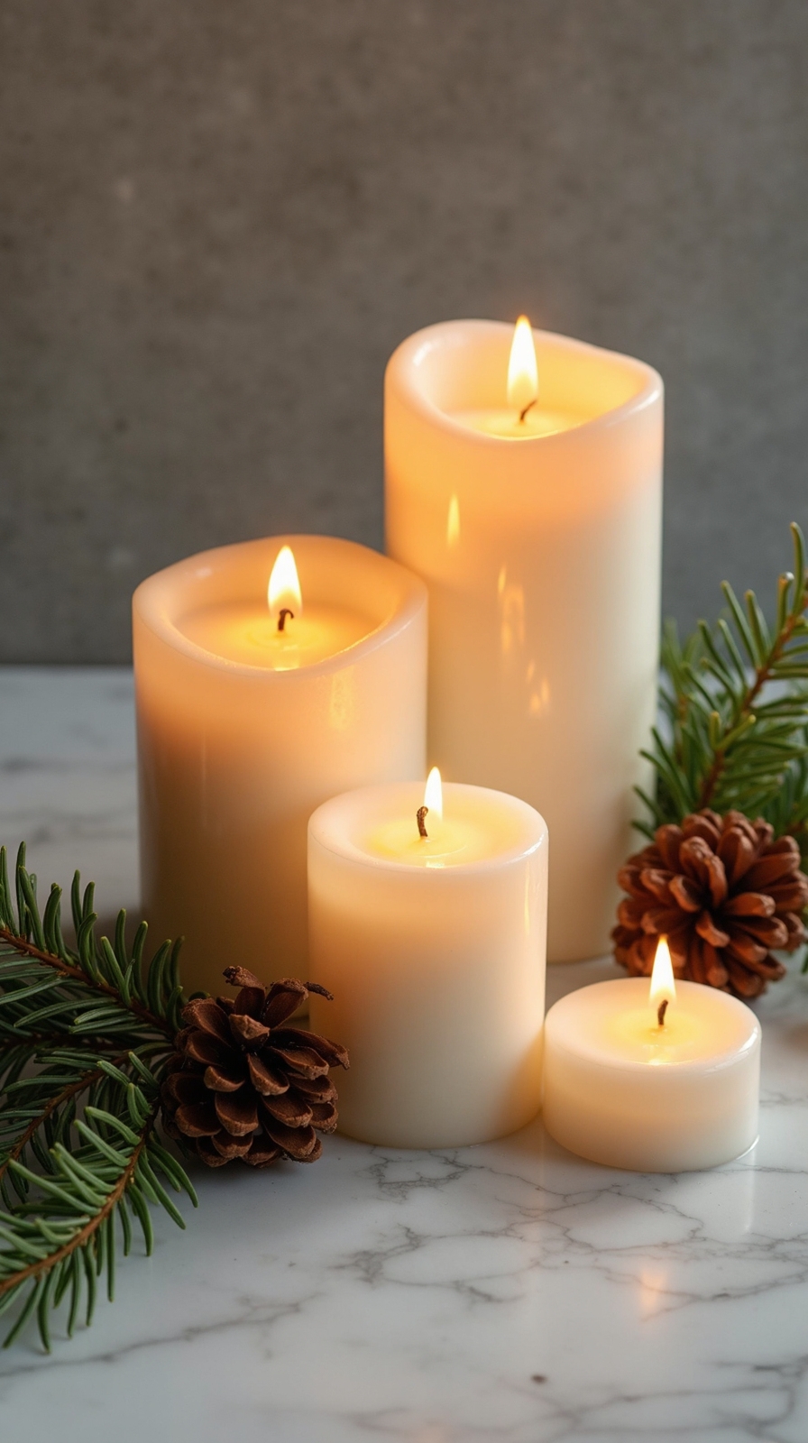 cozy winter ambiance with scented candles