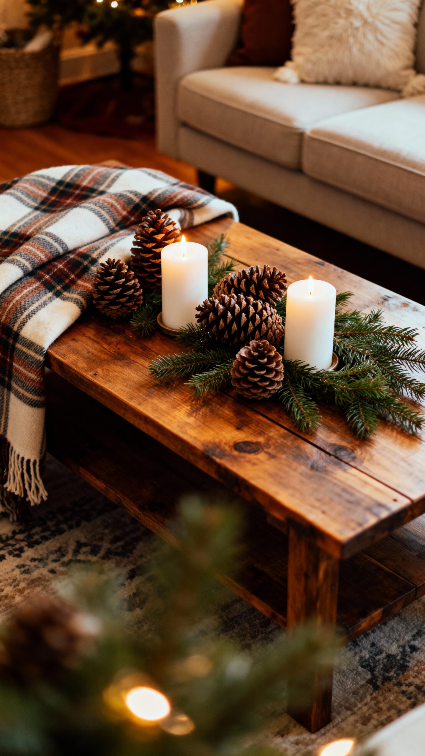 cozy winter coffee table decor