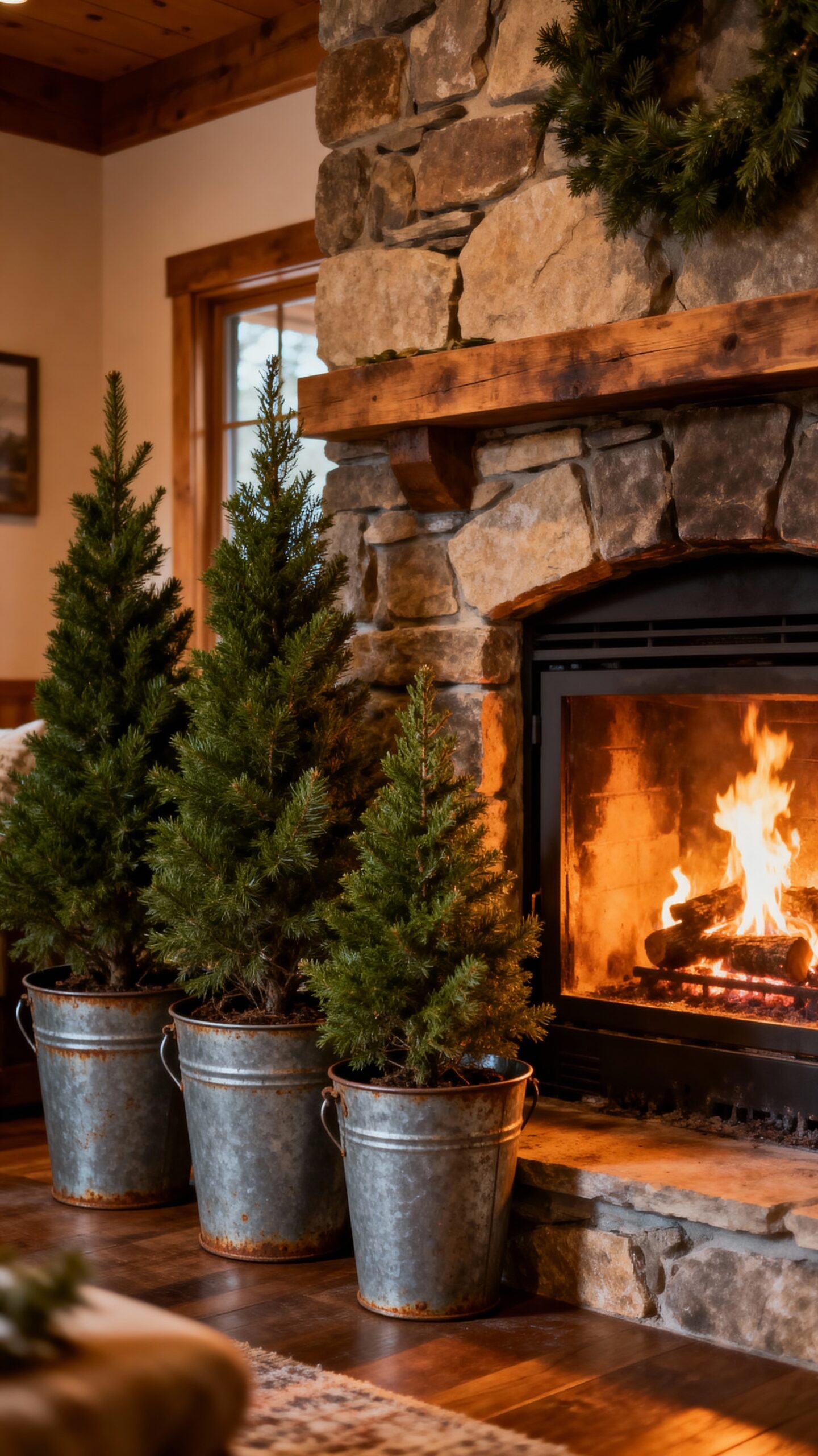 cozy winter decor with greenery