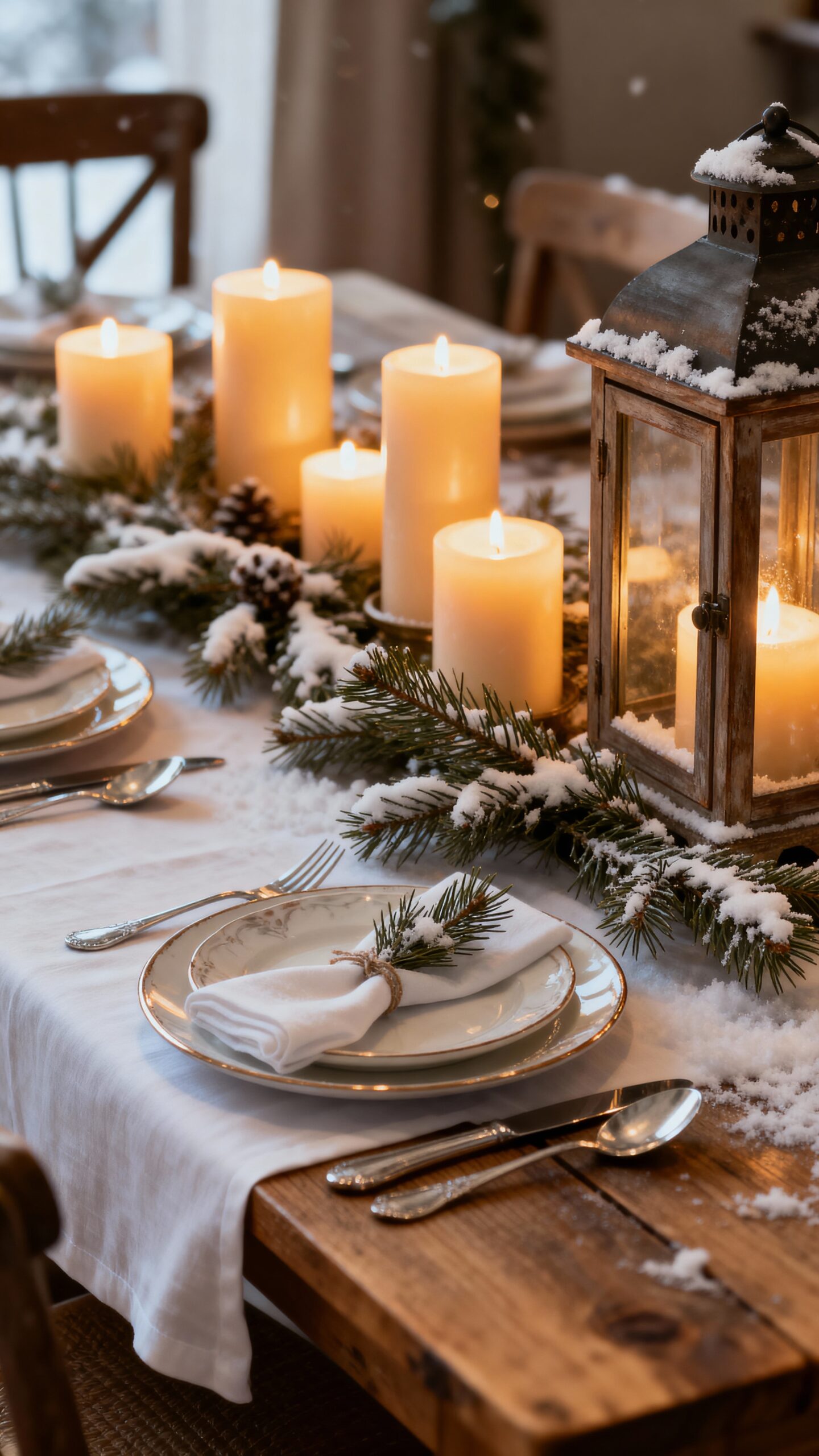 cozy winter dining table ambiance