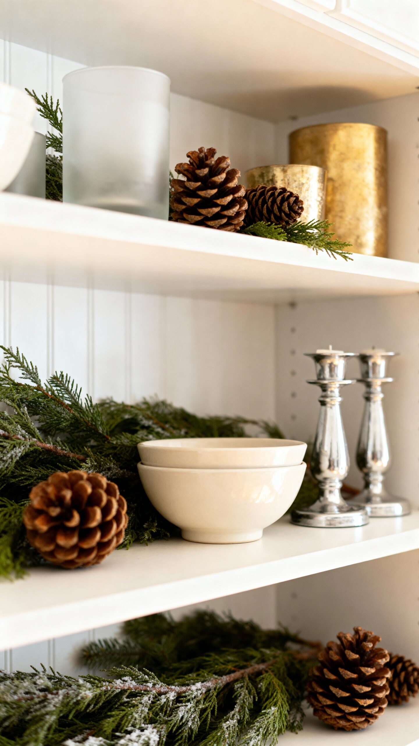 cozy winter kitchen shelving decor