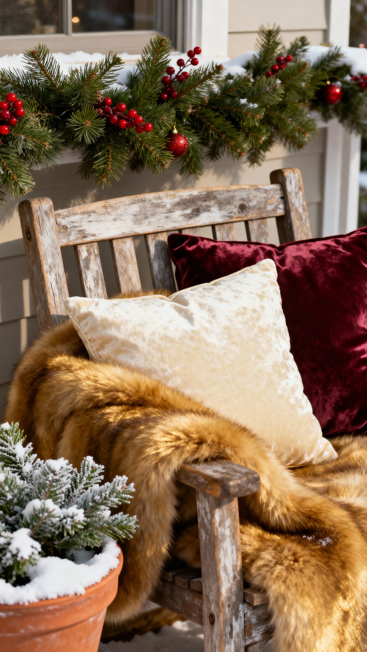 cozy winter porch decor texture