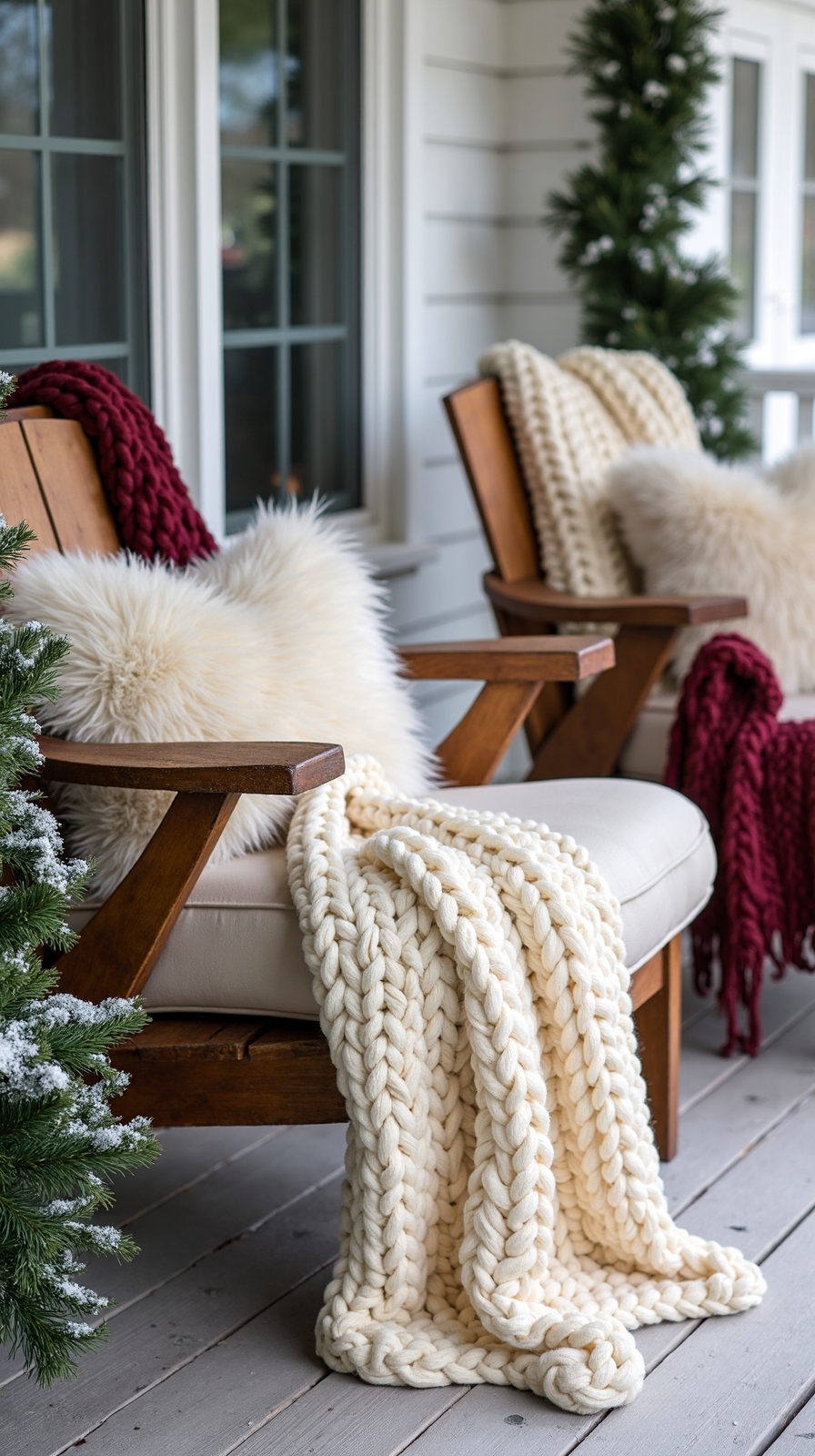 cozy winter porch transformation textiles