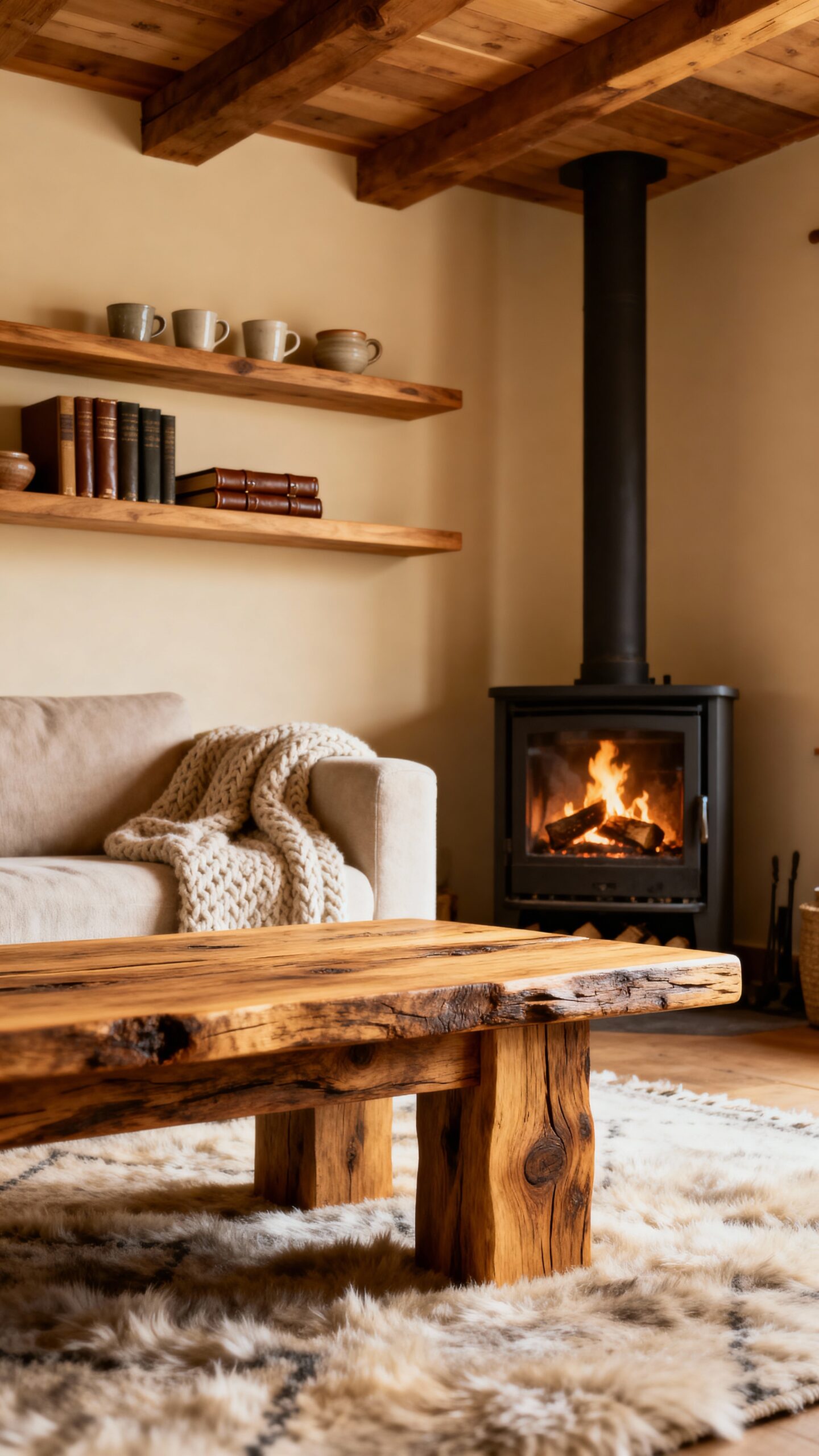 cozy winter rustic wood accents