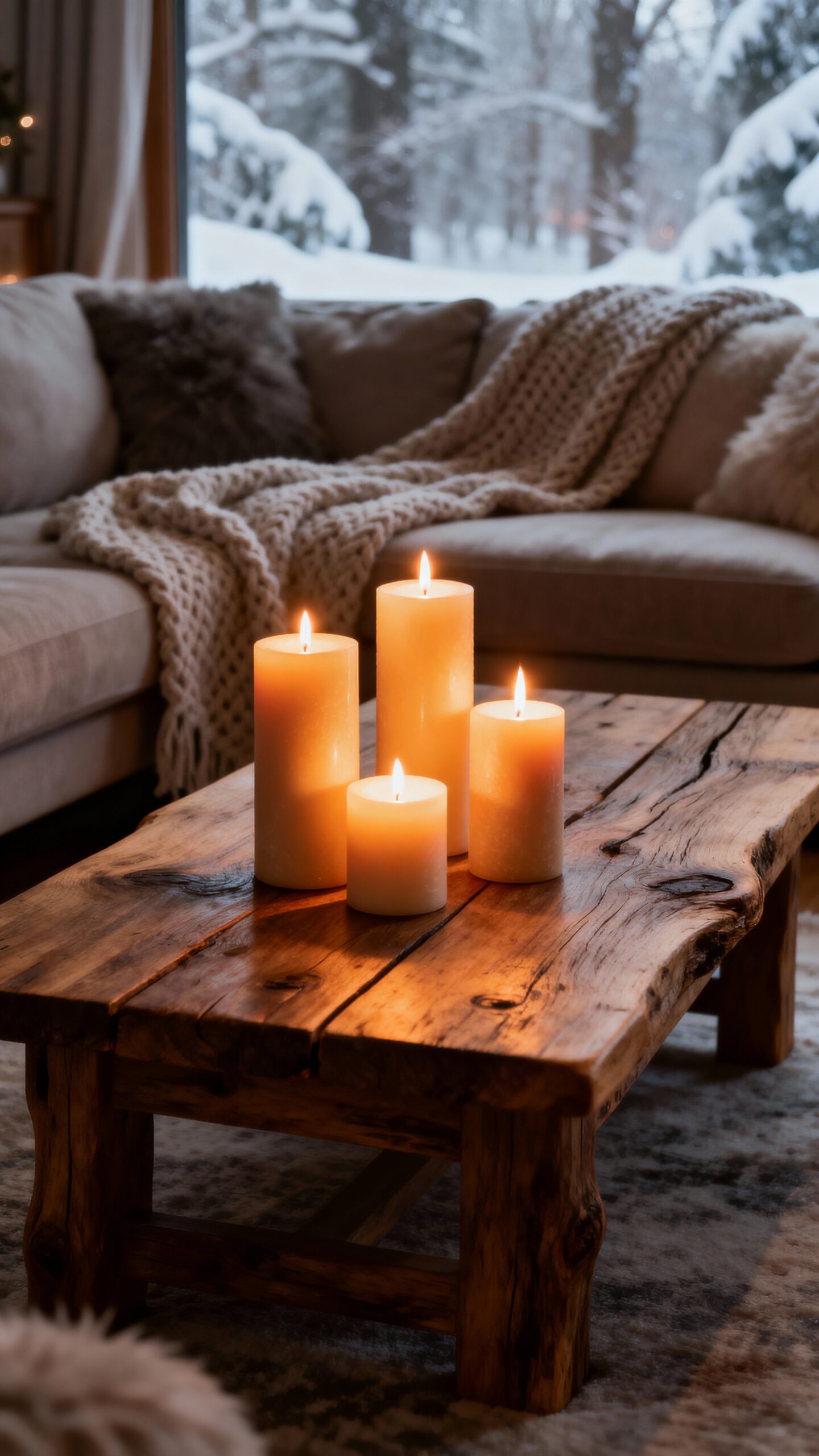cozy winter sanctuary flickering candle display