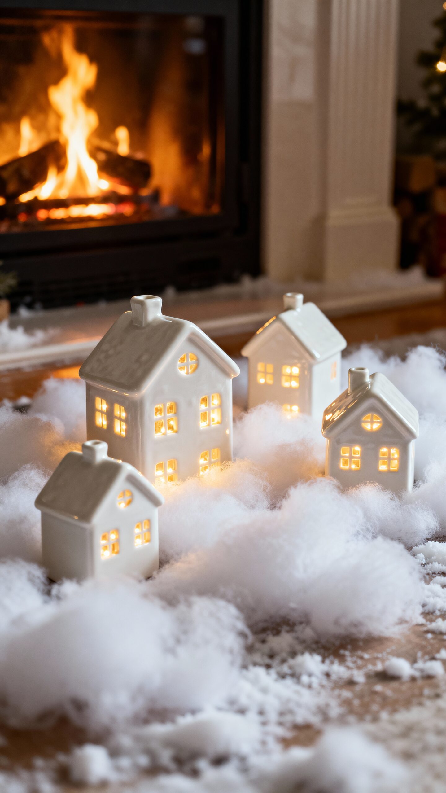 cozy winter village with led lights