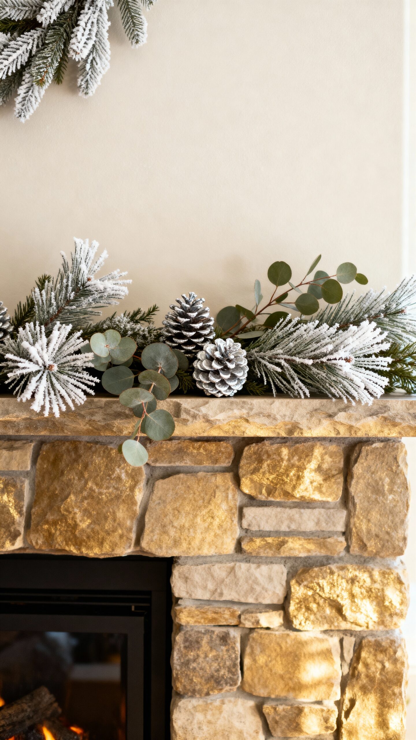 cozy winter woodland mantle decor
