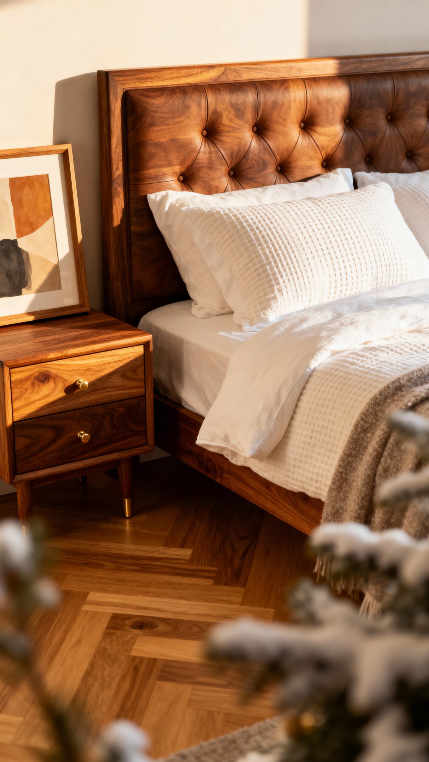 cozy wooden bedroom decor accents