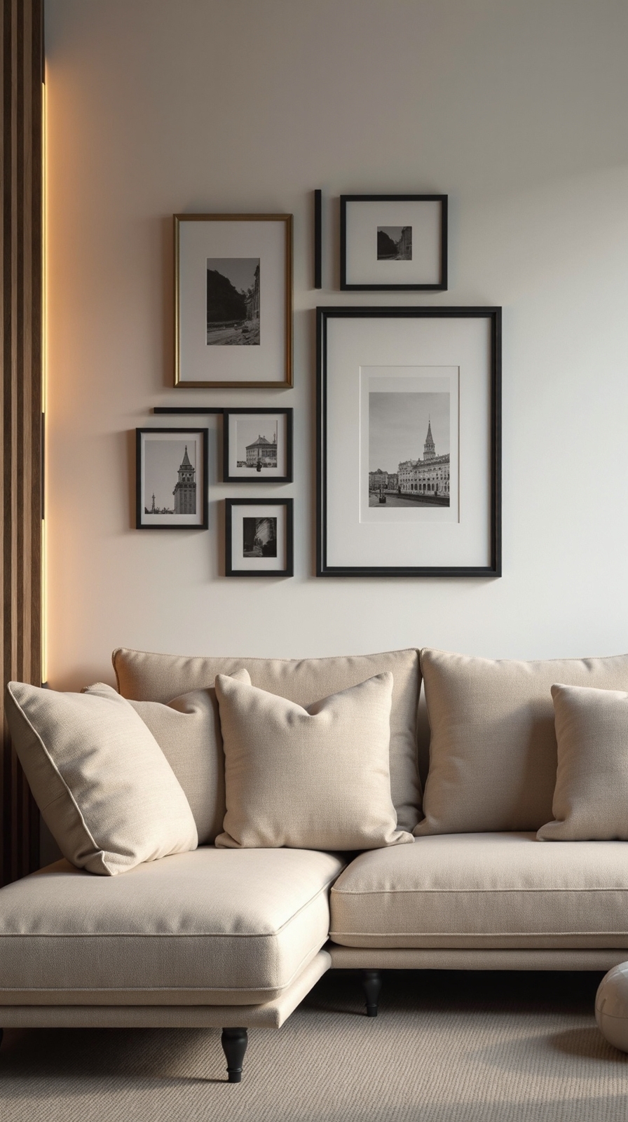 curated asymmetric gallery wall elevates space