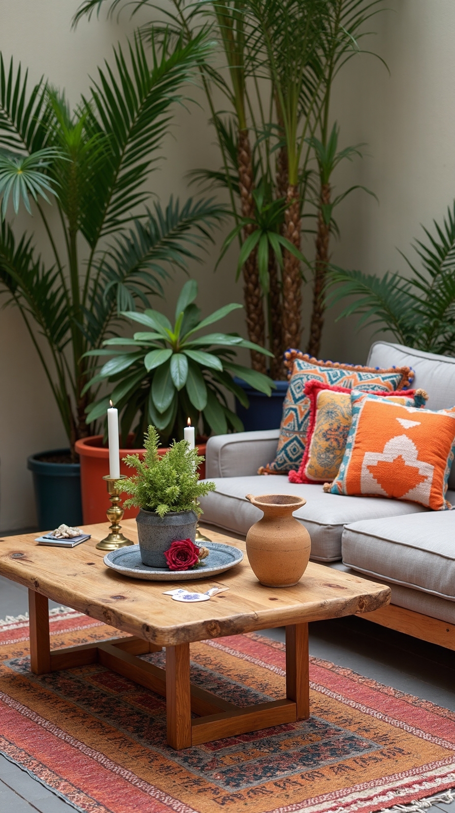 curated global boho coffee table