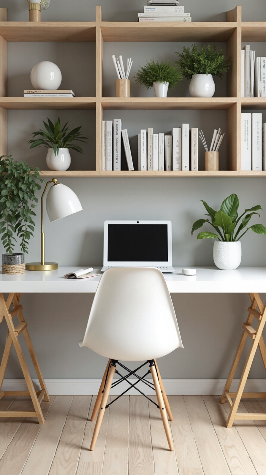 curated professional bookshelf workspace backdrop