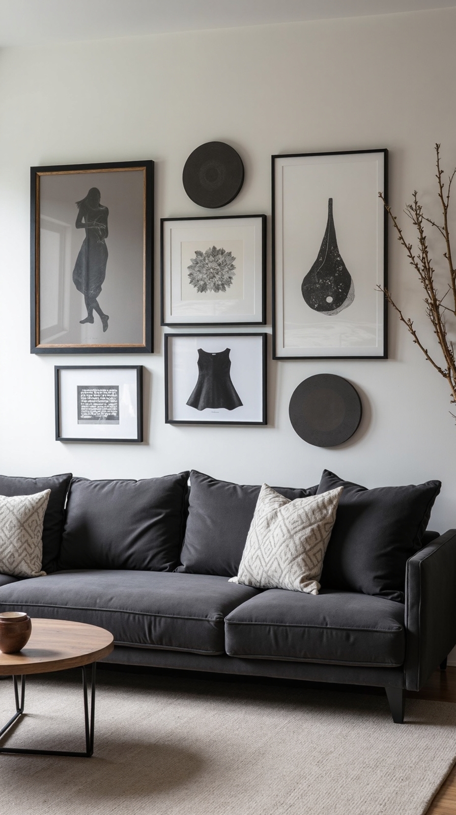 curated sophisticated gallery wall display