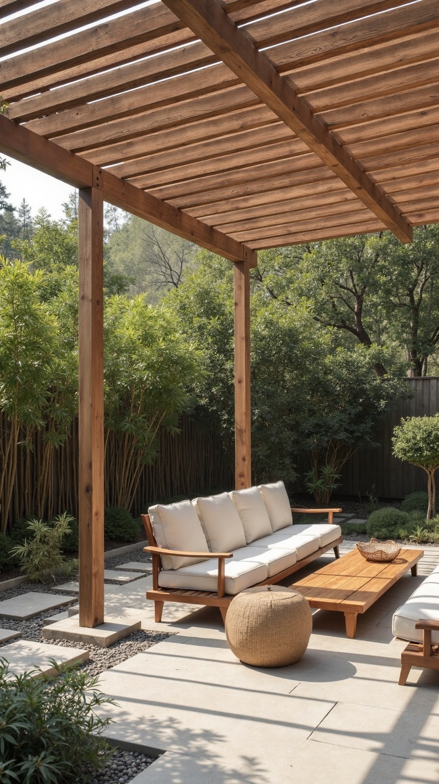 customizable natural light filtering wooden pergola