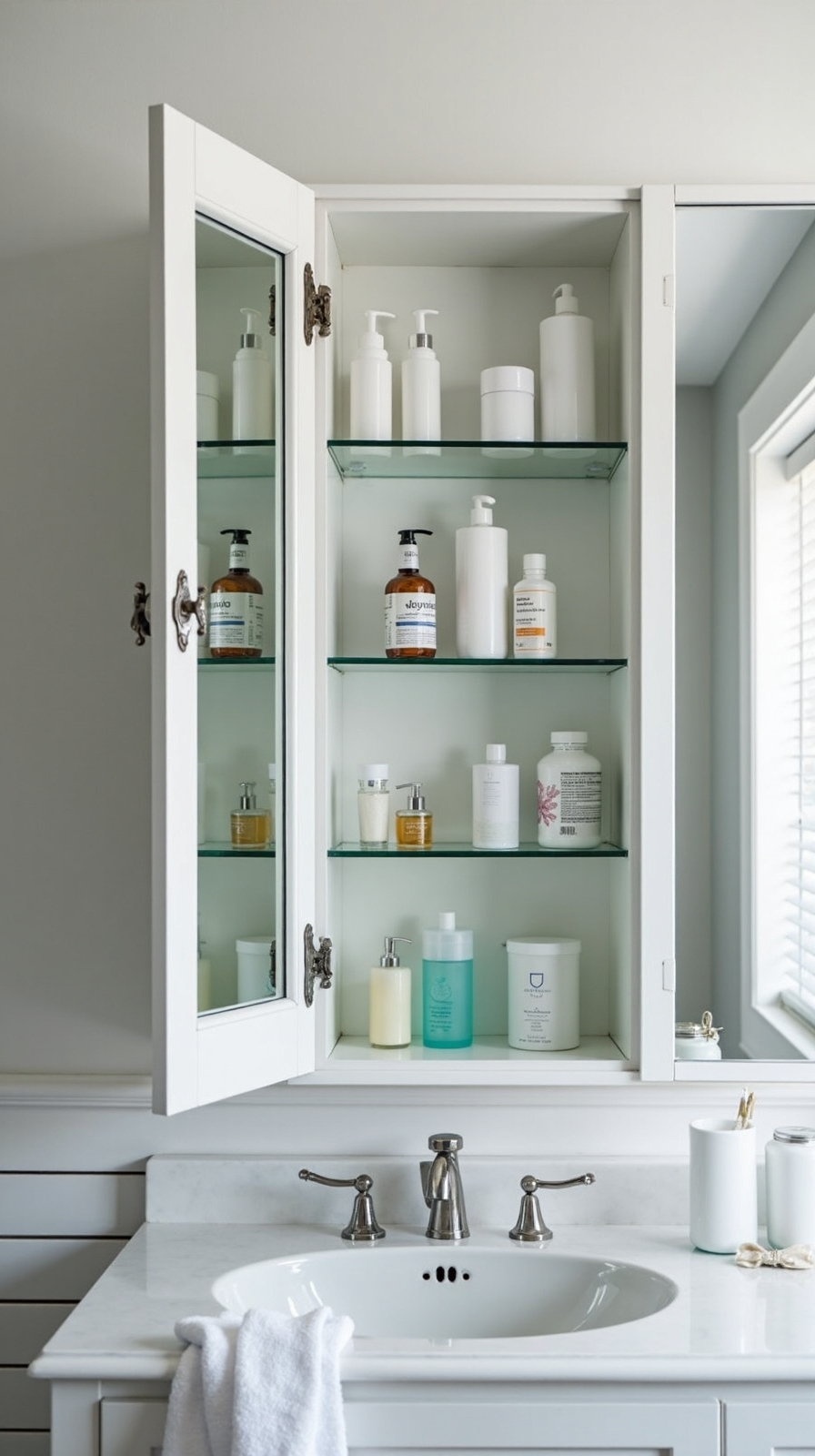 customizable organized multi tiered illuminated medicine cabinet