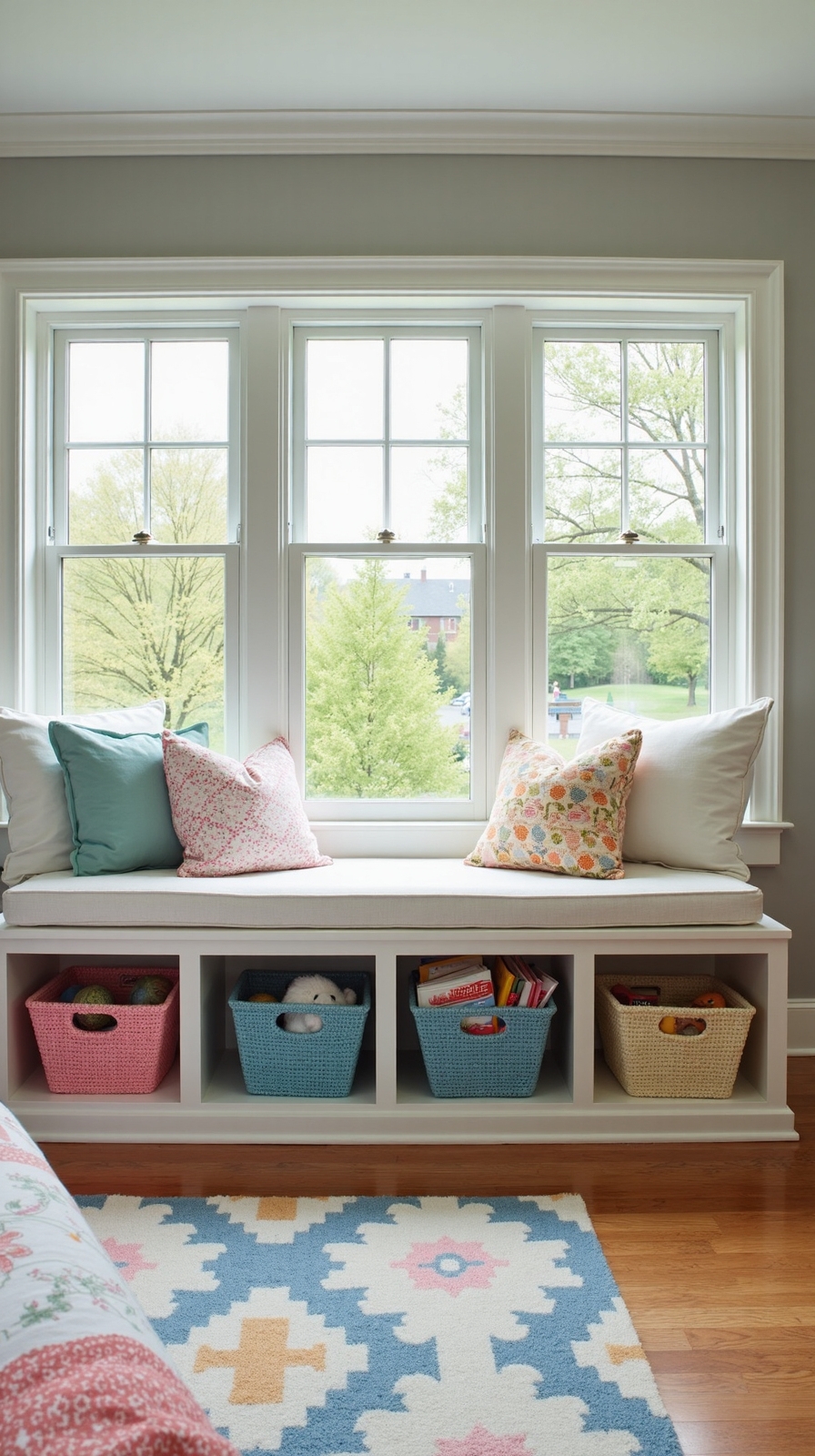 customized window seat storage