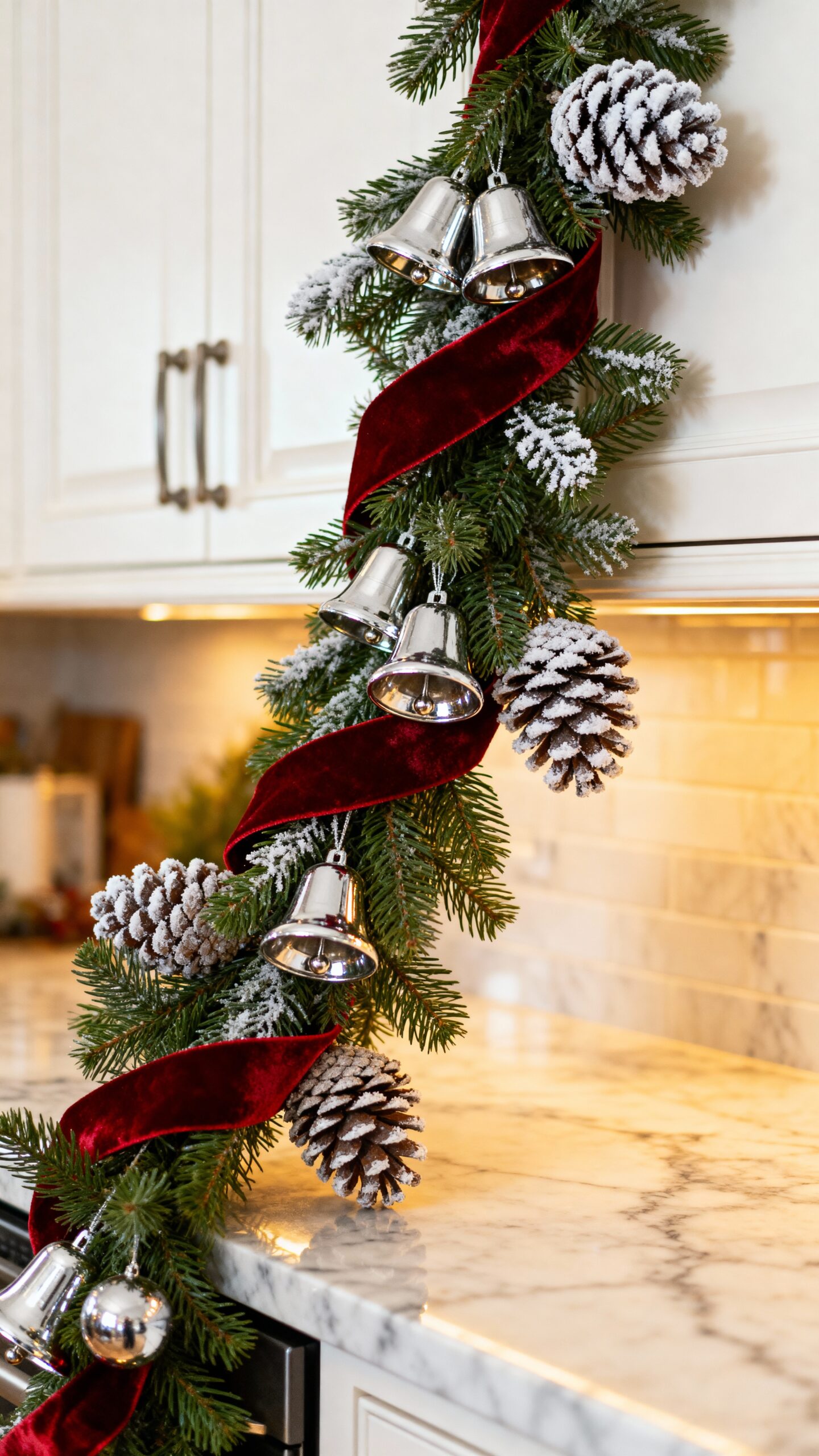 decorate kitchen with festive greenery