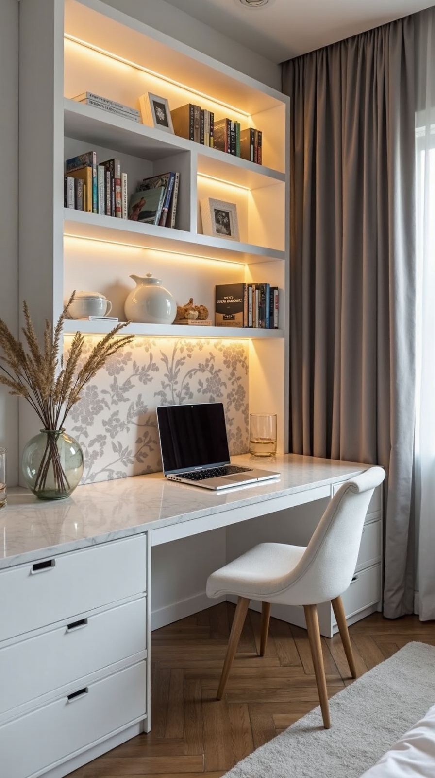 dedicated well organized bedroom workspace