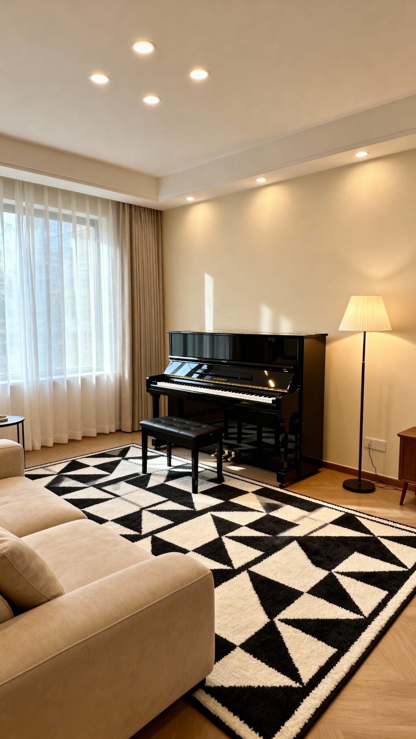 define musical space through area rugs