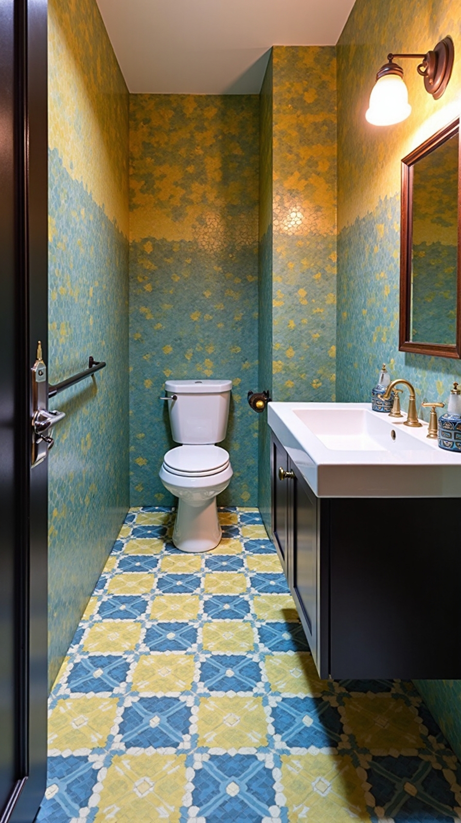 define space with patterned tiles