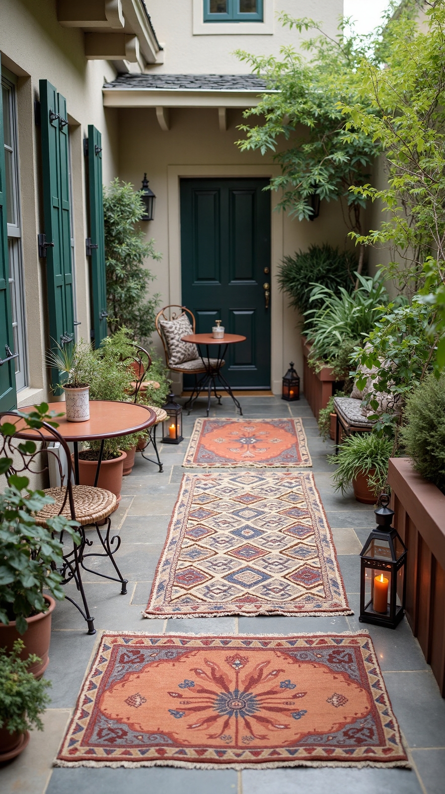 delineate outdoor space with rugs