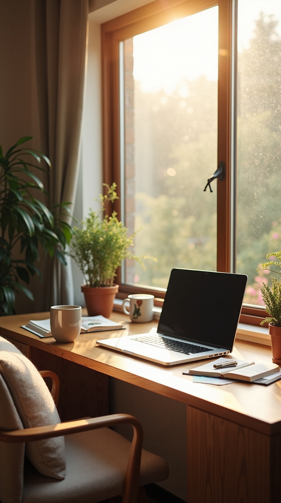 desk near natural light enhances productivity