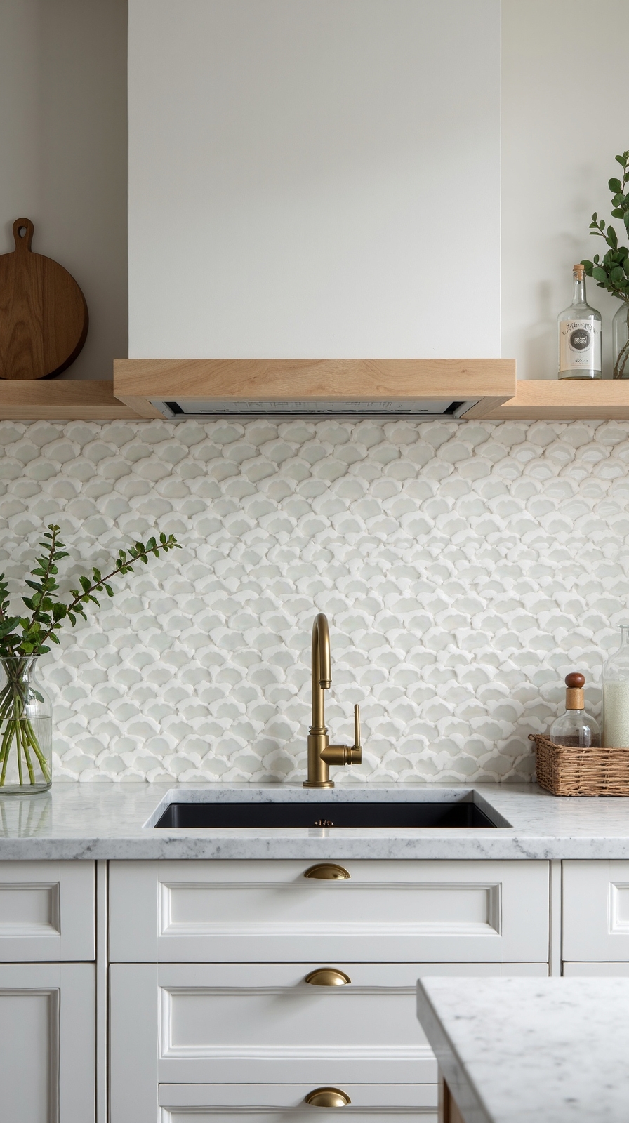 dimensional luminous textured organic kitchen tiles