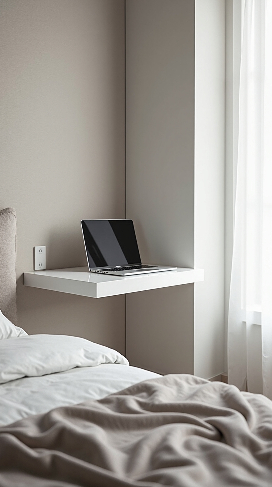 disappearing wall mounted corner desk solution