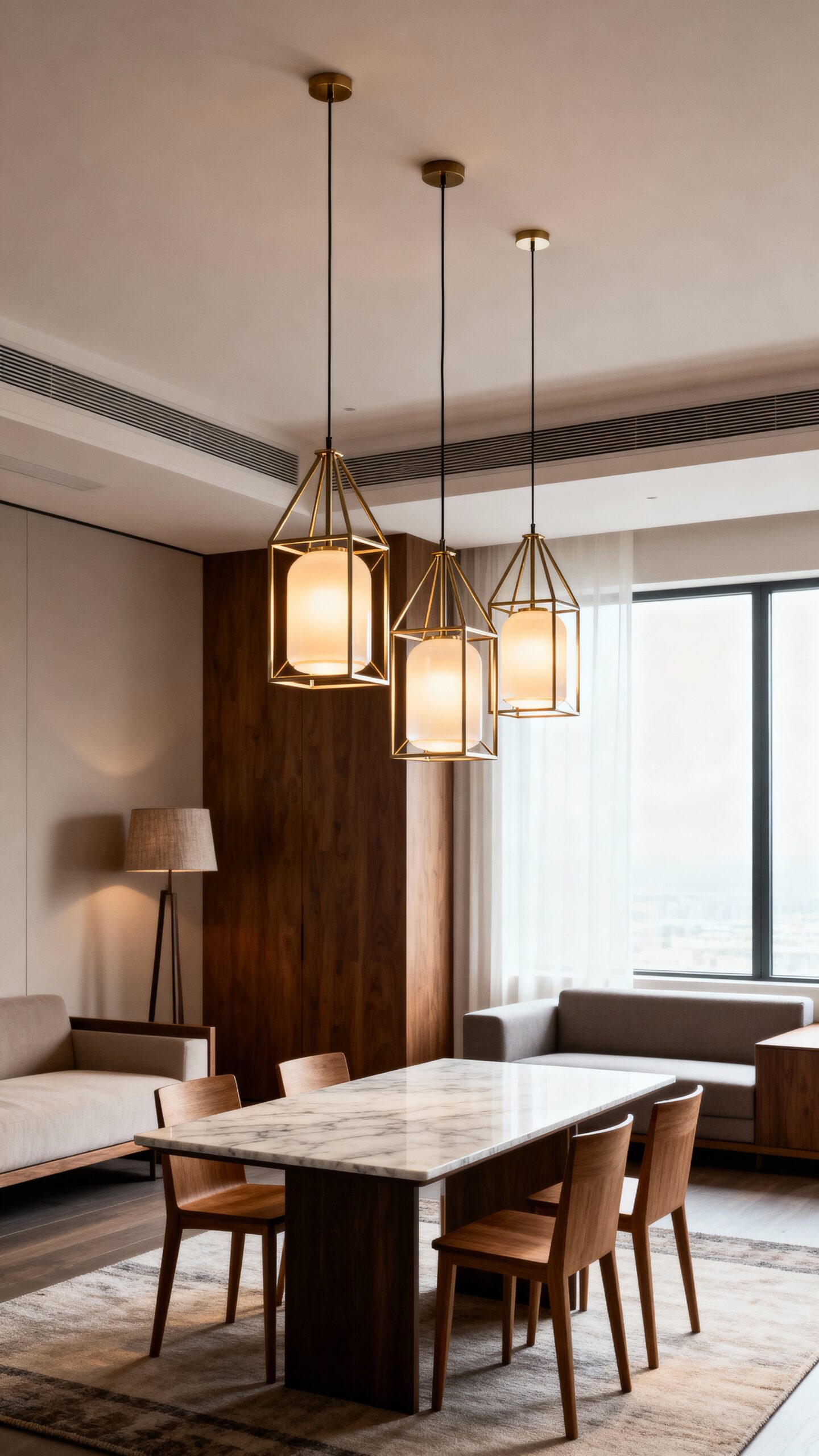 distinct dining zone illumination transformation