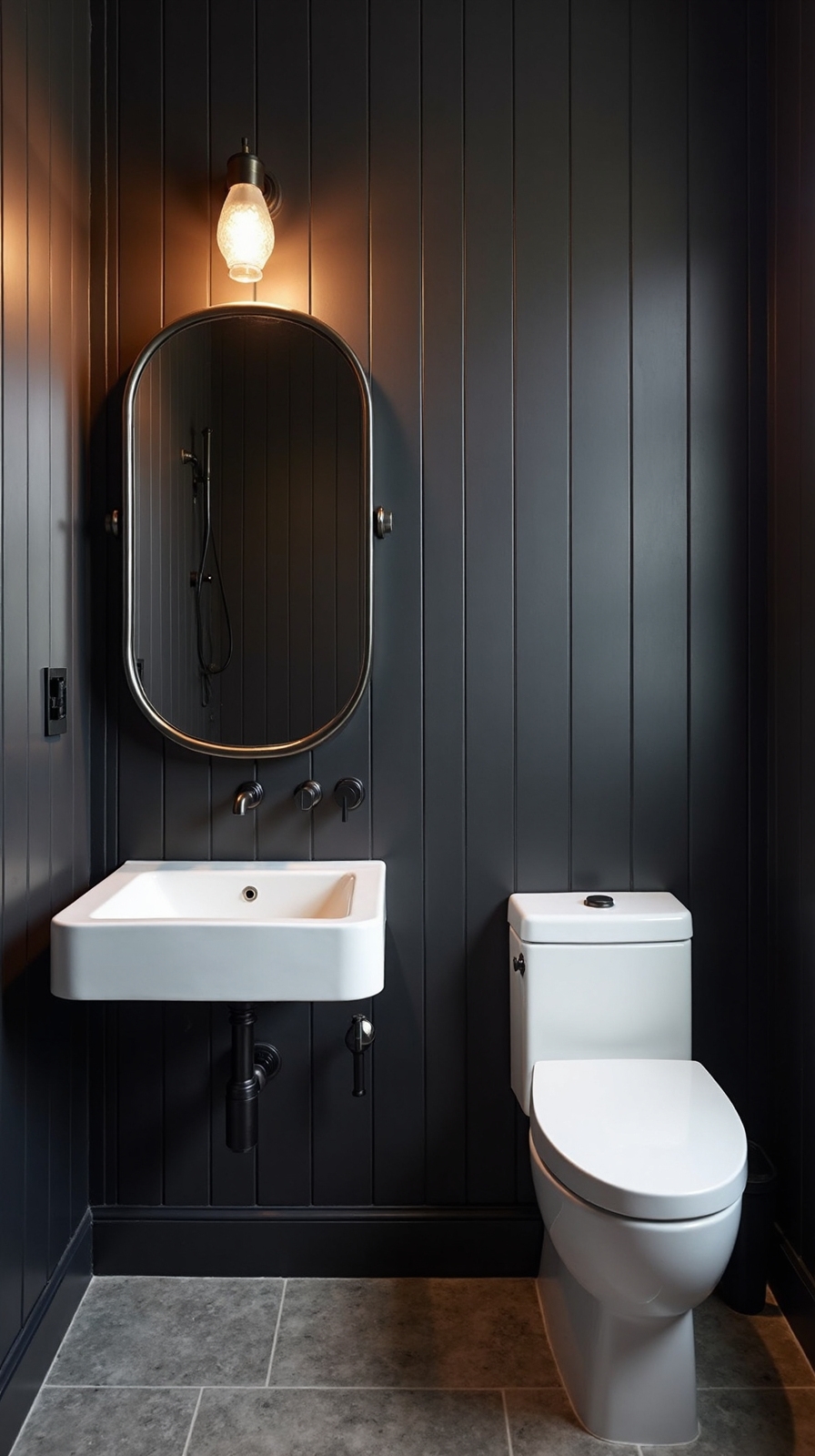 dramatic black shiplap crisp white accents