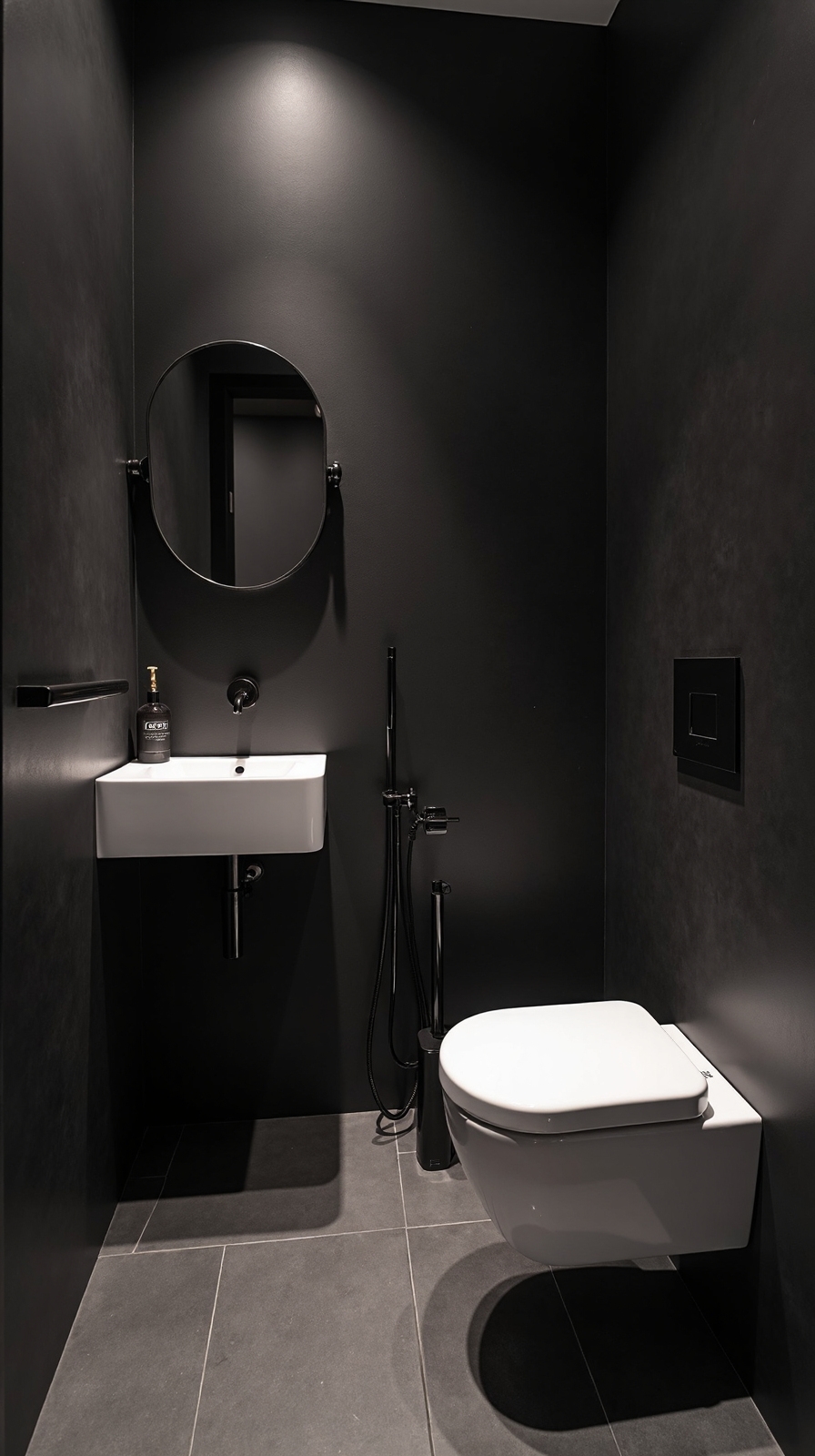 dramatic contrast bold balanced bathroom design