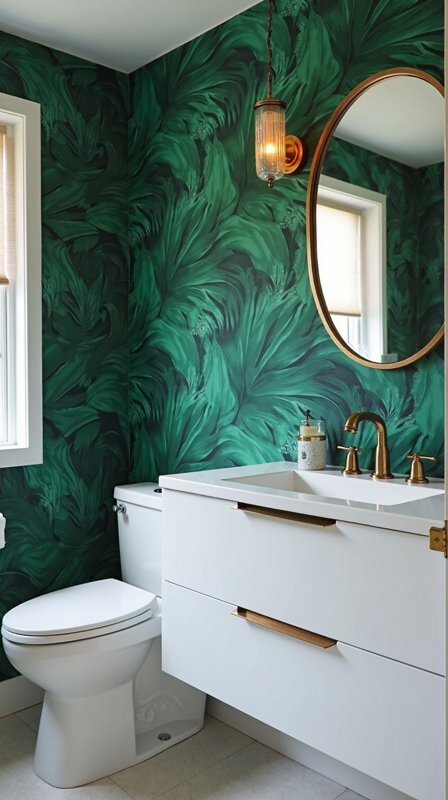 dramatic nature inspired bathroom art installations