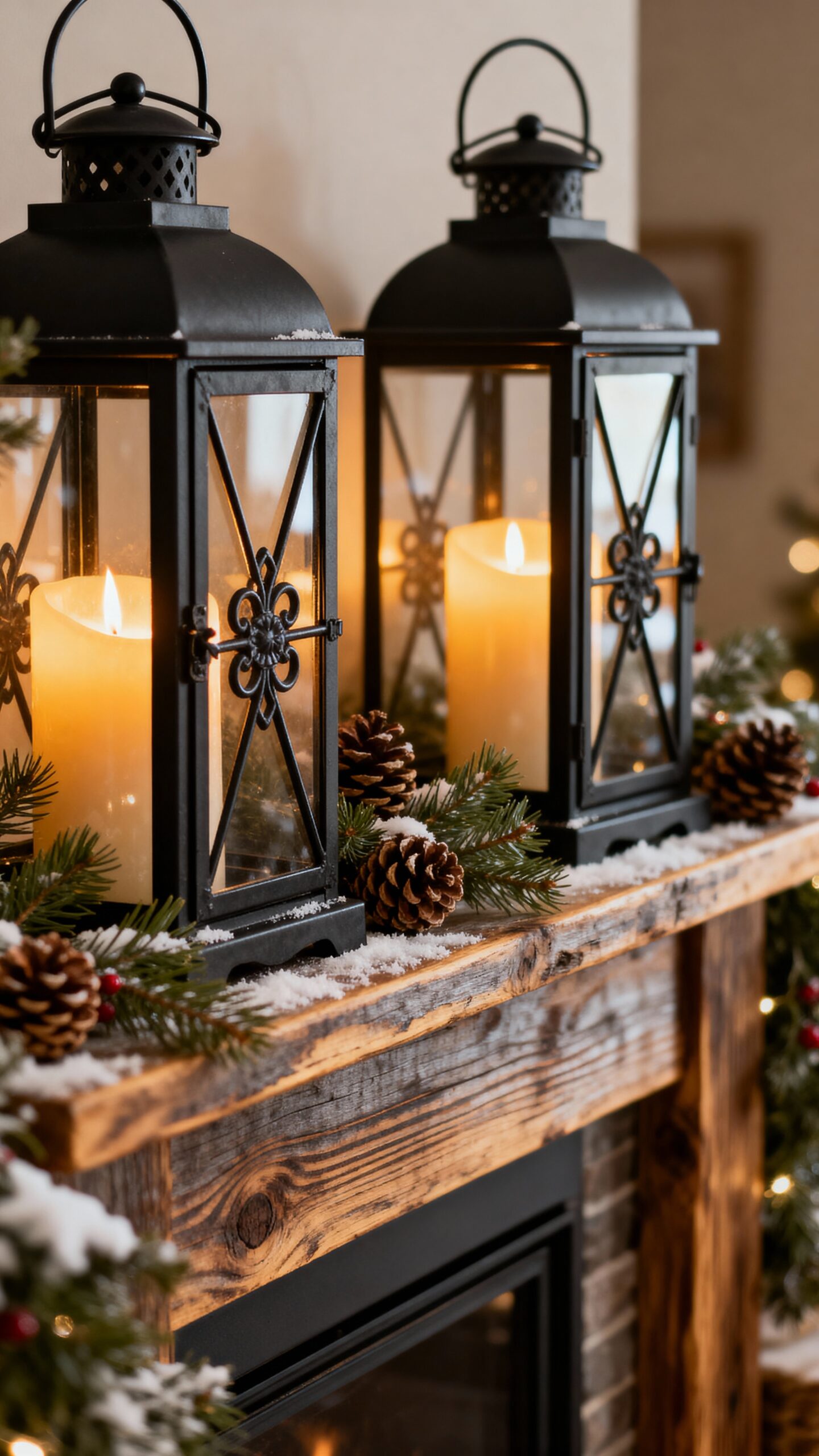 dramatic oversized lanterns with candle lighting