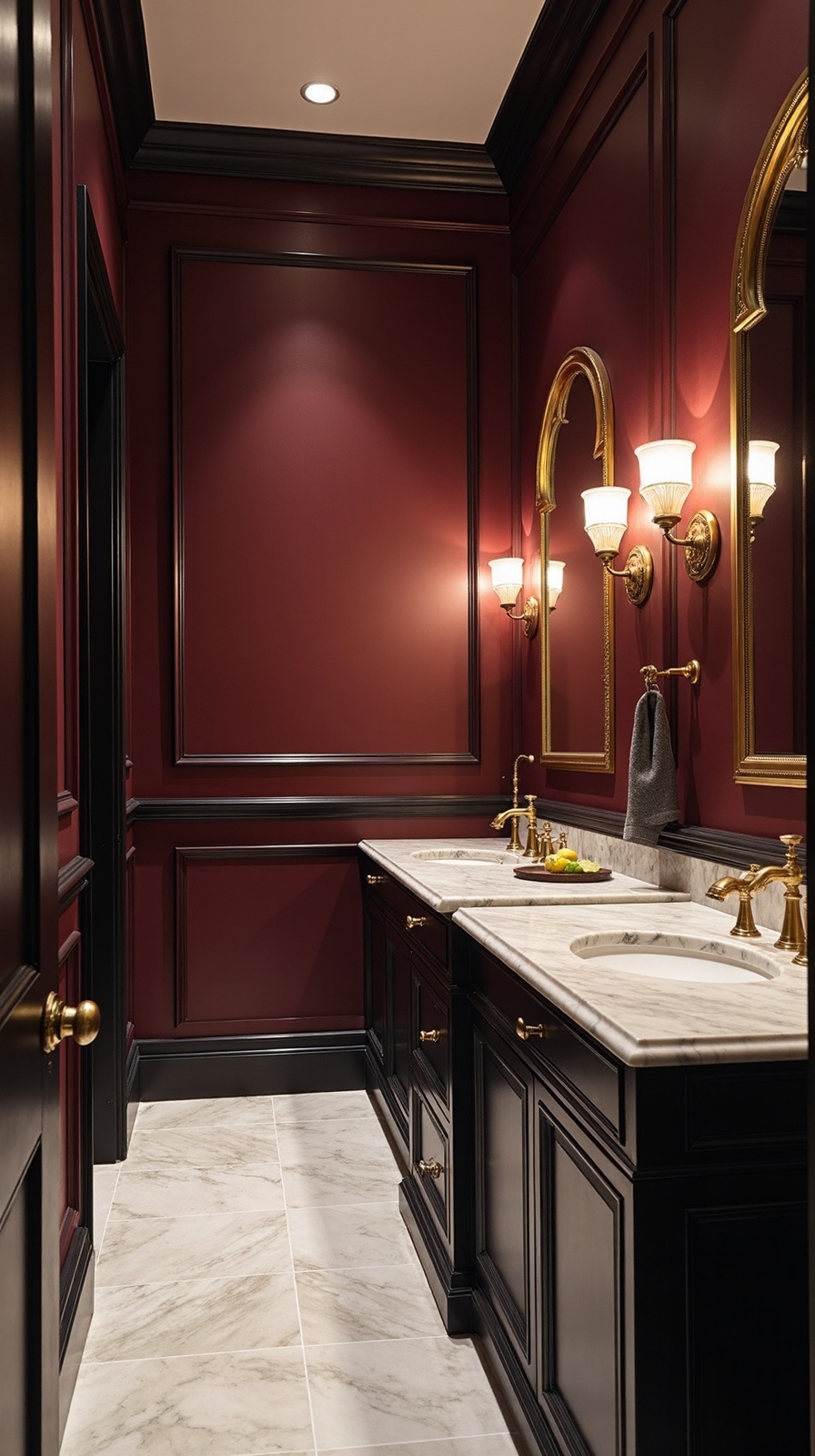 dramatic sophisticated burgundy and black retreat