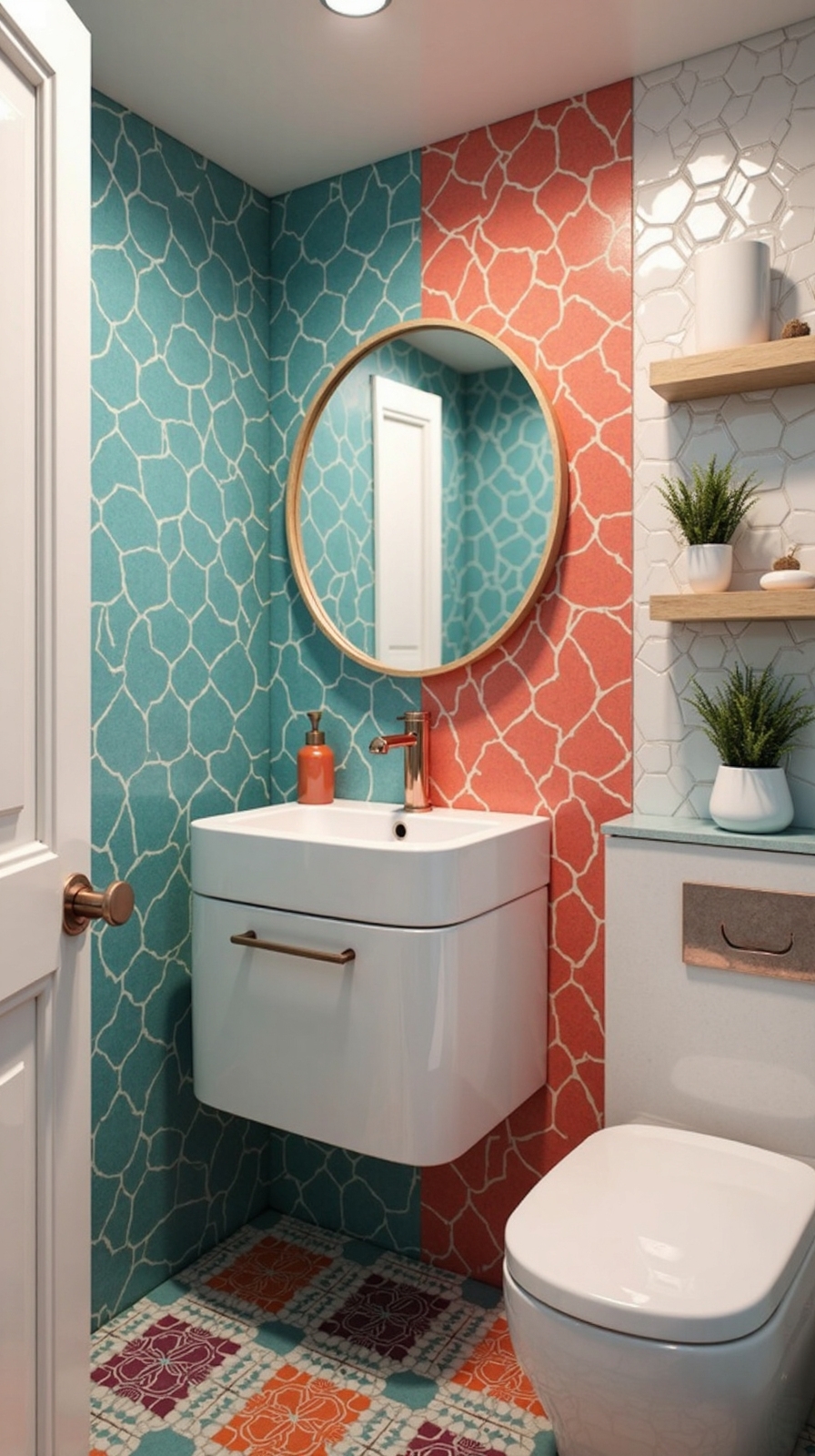 dramatic sophisticated moisture resistant geometric wallpaper