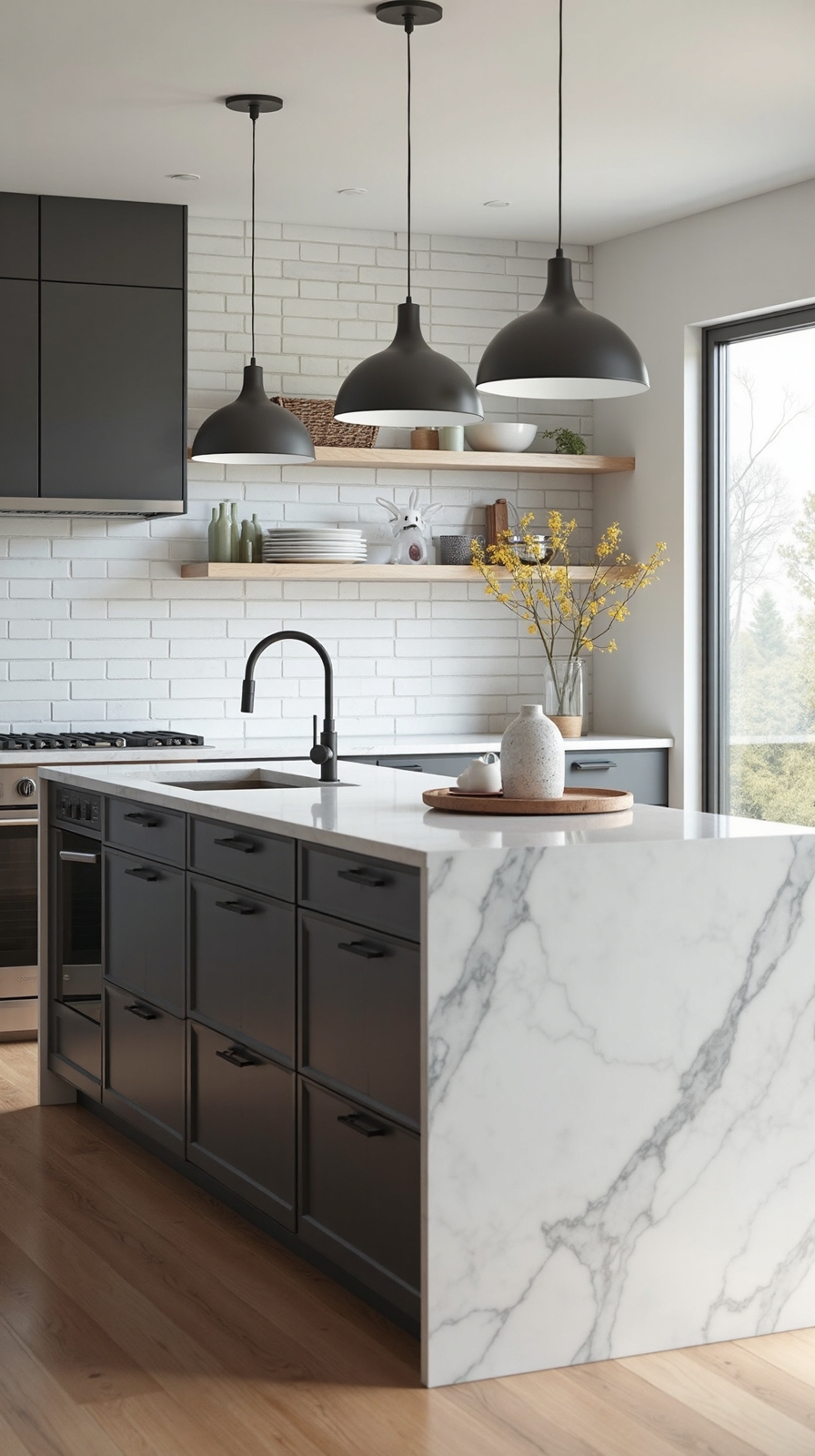 dramatic sophisticated subway tile accents