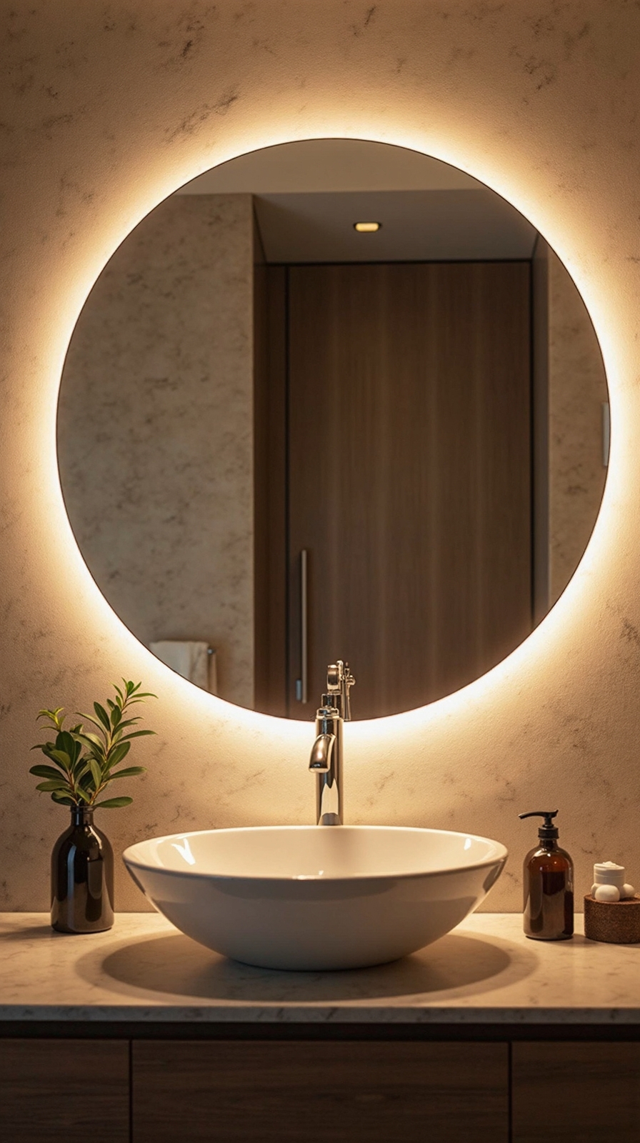 dramatic spacious oversized round bathroom mirrors