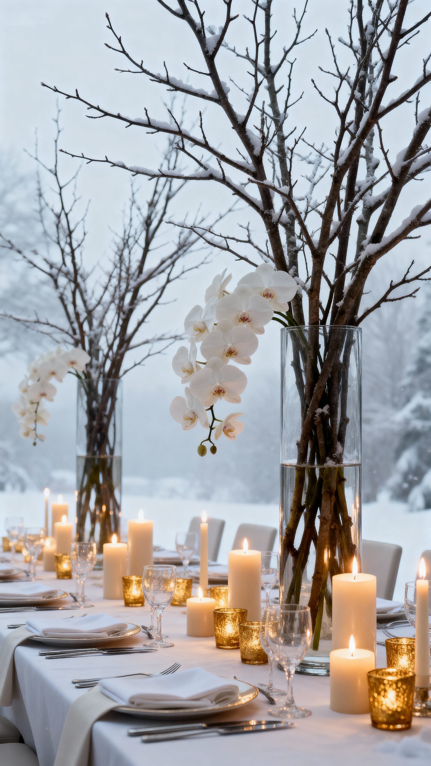 dramatic vertical floral table centerpieces