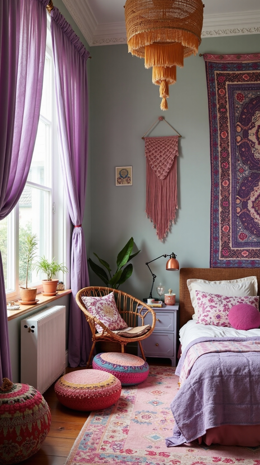 dreamy artistic bohemian purple wall decor