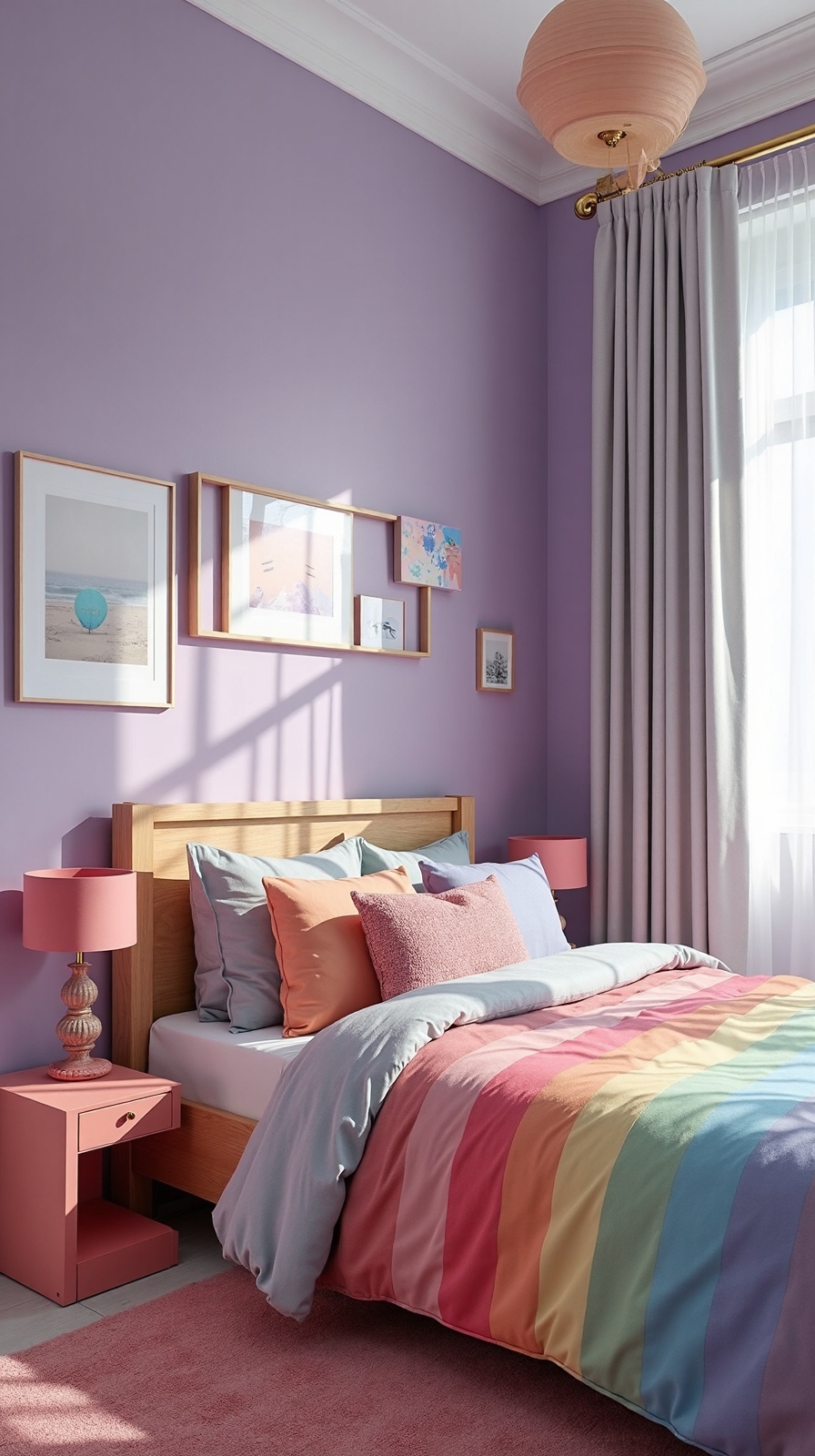 dreamy pastel rainbow bedroom design