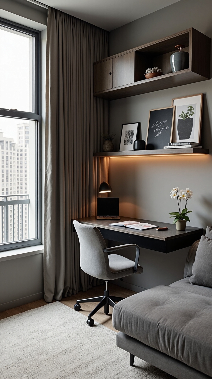 dual purpose living room office space