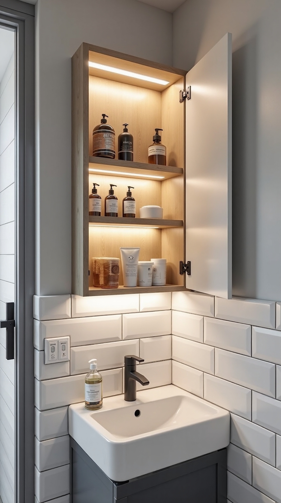 dual purpose space saving illuminating adjustable storage