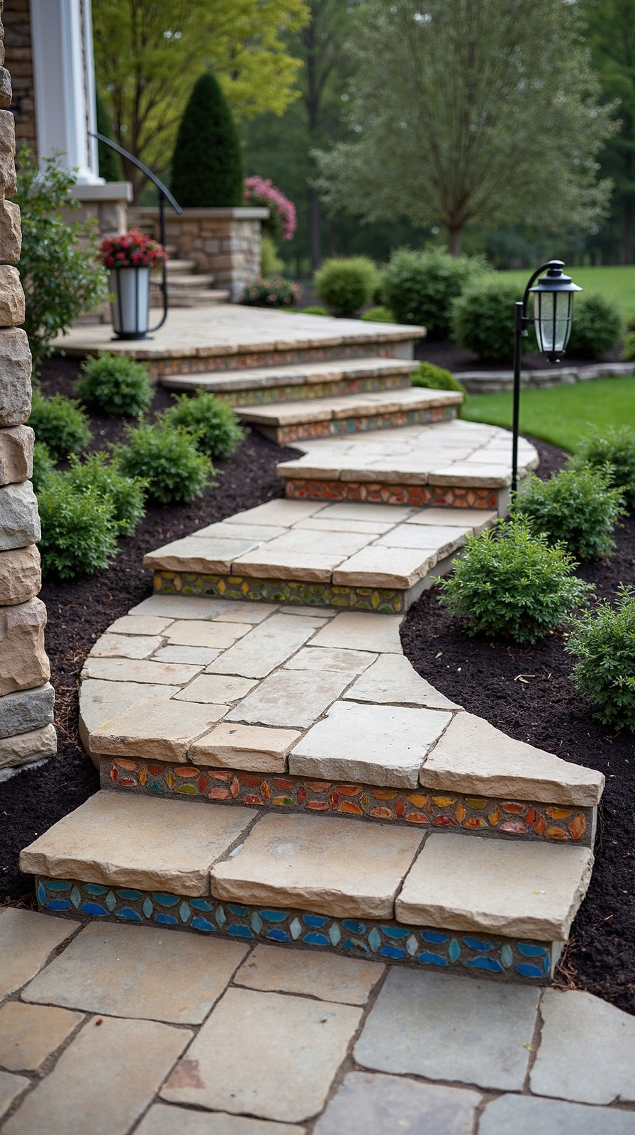 durable artistic outdoor flagstone staircases