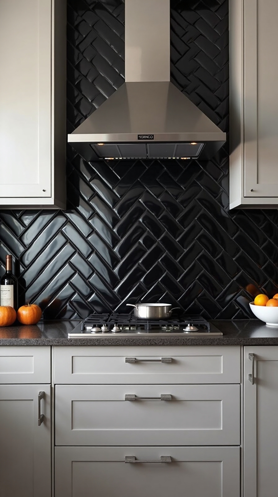 dynamic black chevron tiles