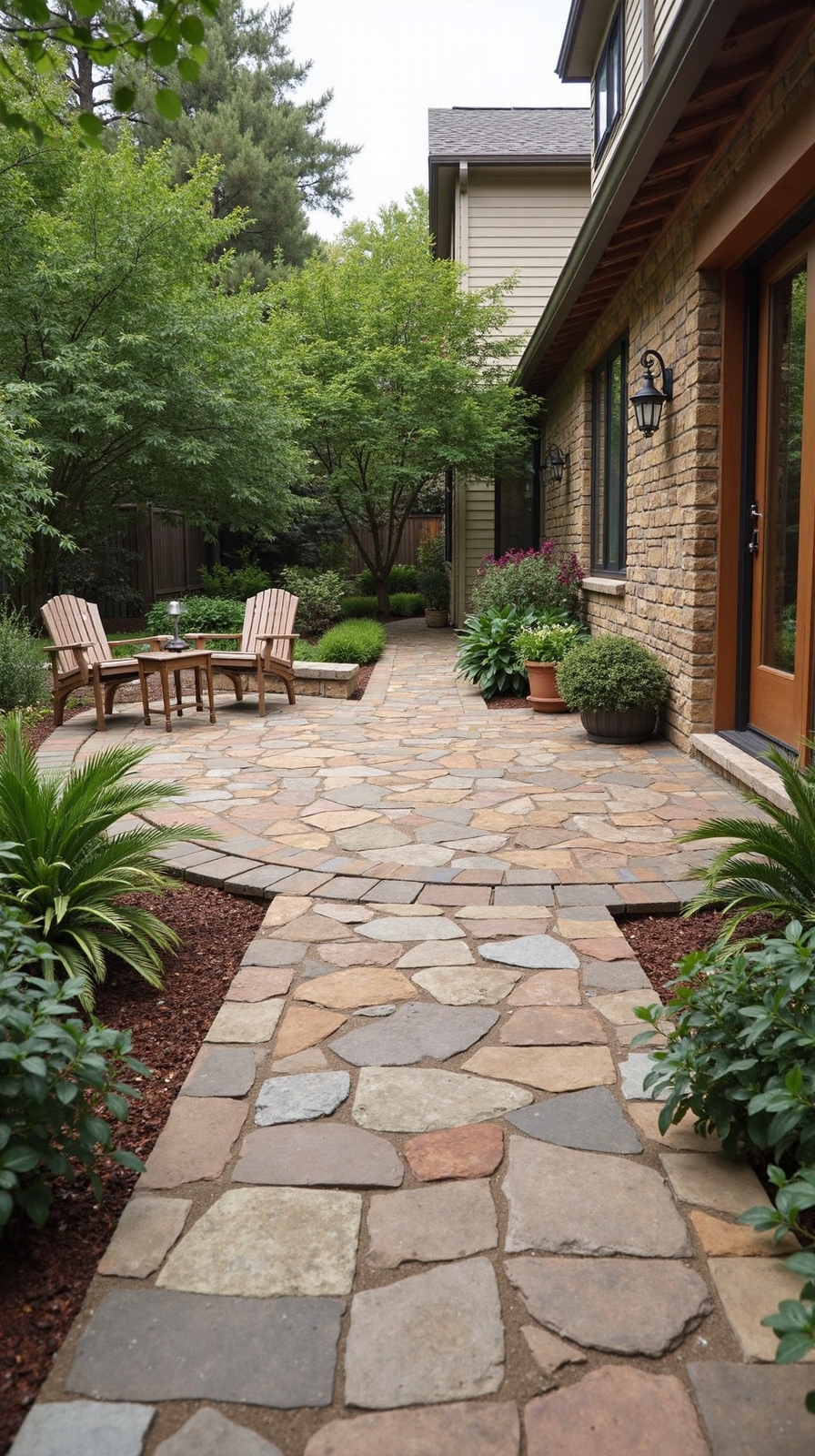 eclectic natural stone patio design