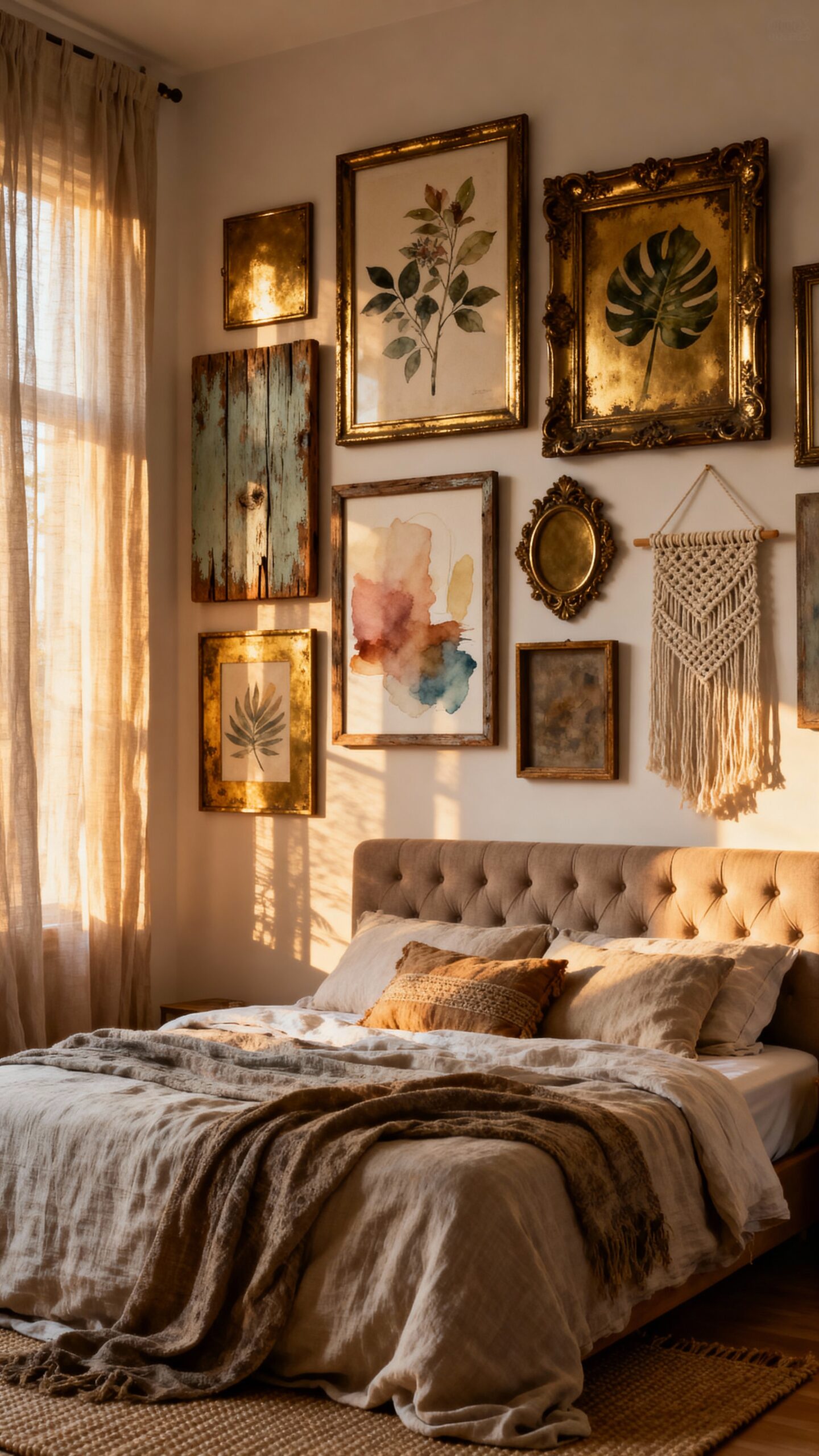 eclectic personalized bohemian gallery wall